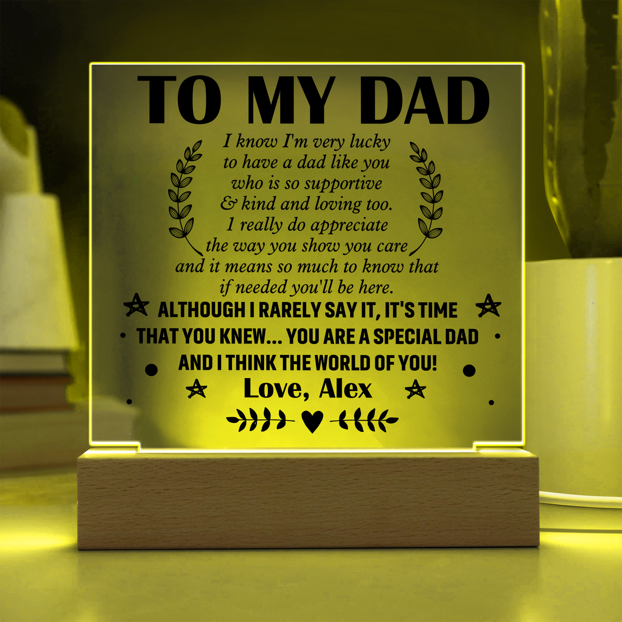 Personalized To My Dad LED Night Light Plaque - Emotional Father&