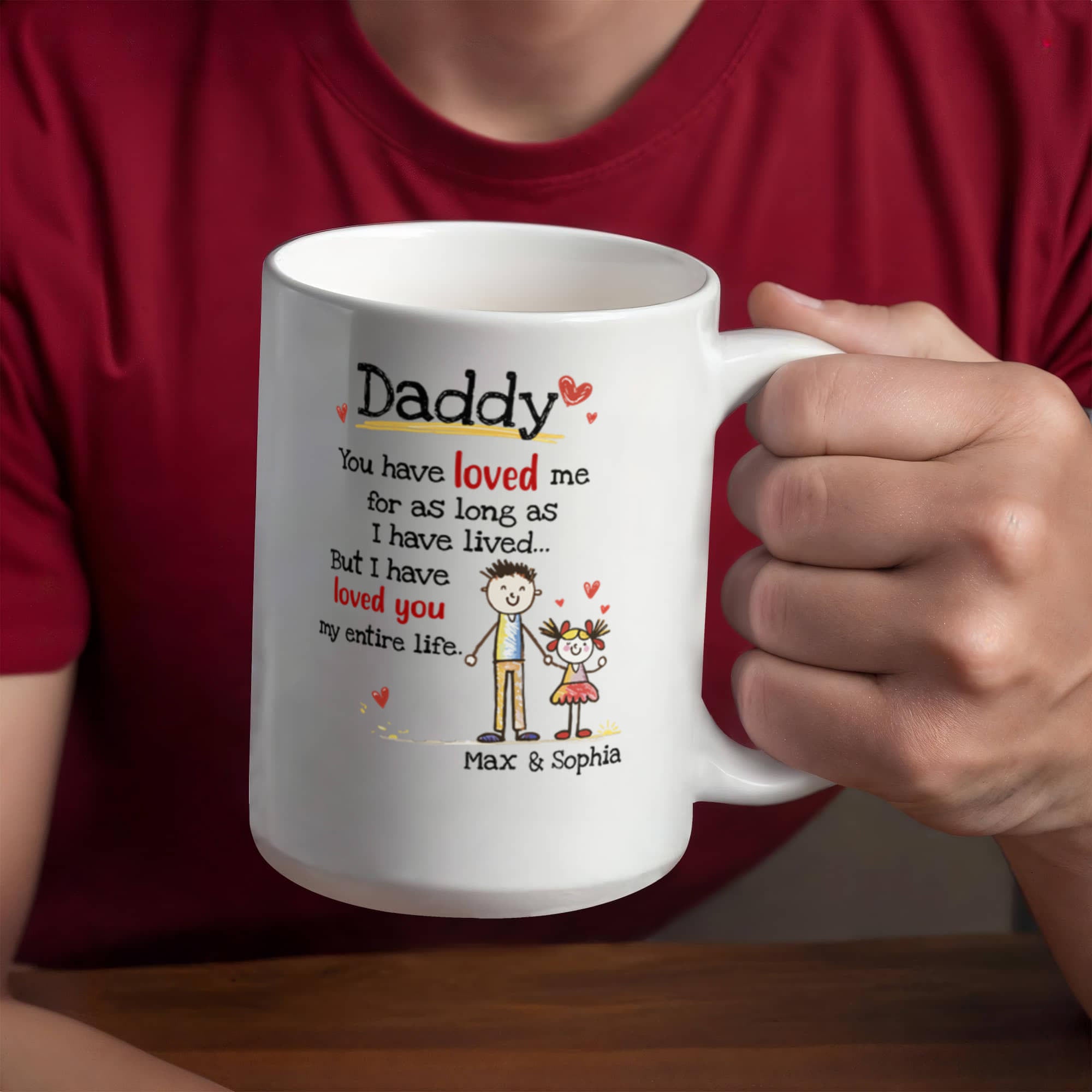 Daddy Personalized Mug from Kids – Custom Dad Coffee Mug with Kids Names, Sentimental Father’s Day Gift for Daddy