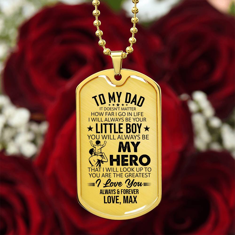Personalized To My Dad Dog Tag Necklace - "I&