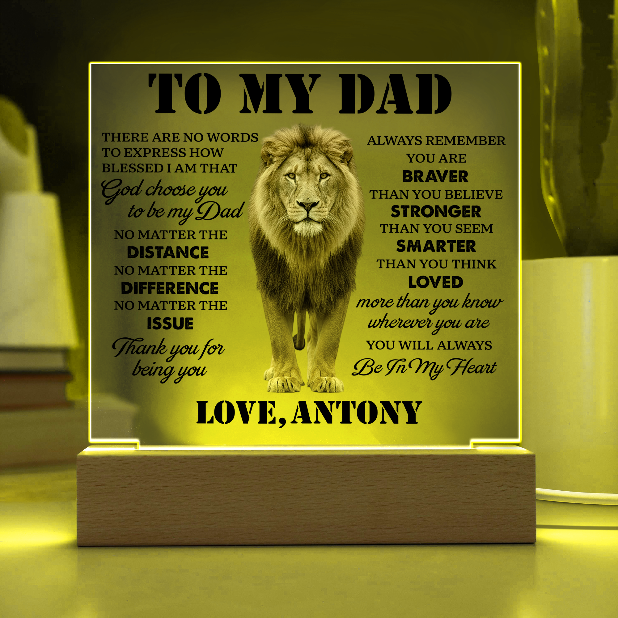 Personalized To My Dad LED Night Light Plaque - Emotional Father&
