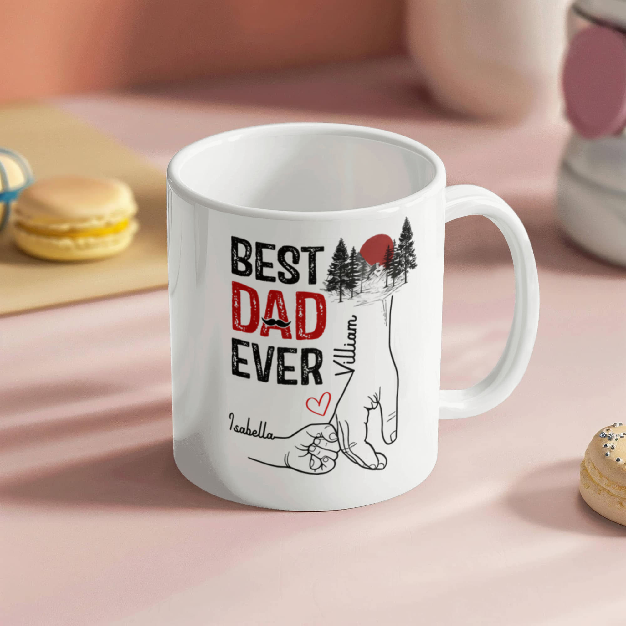 Best Dad Ever Personalized Mug – Custom Dad Coffee Mug with Kids Names, Father’s Day Gift from Kids