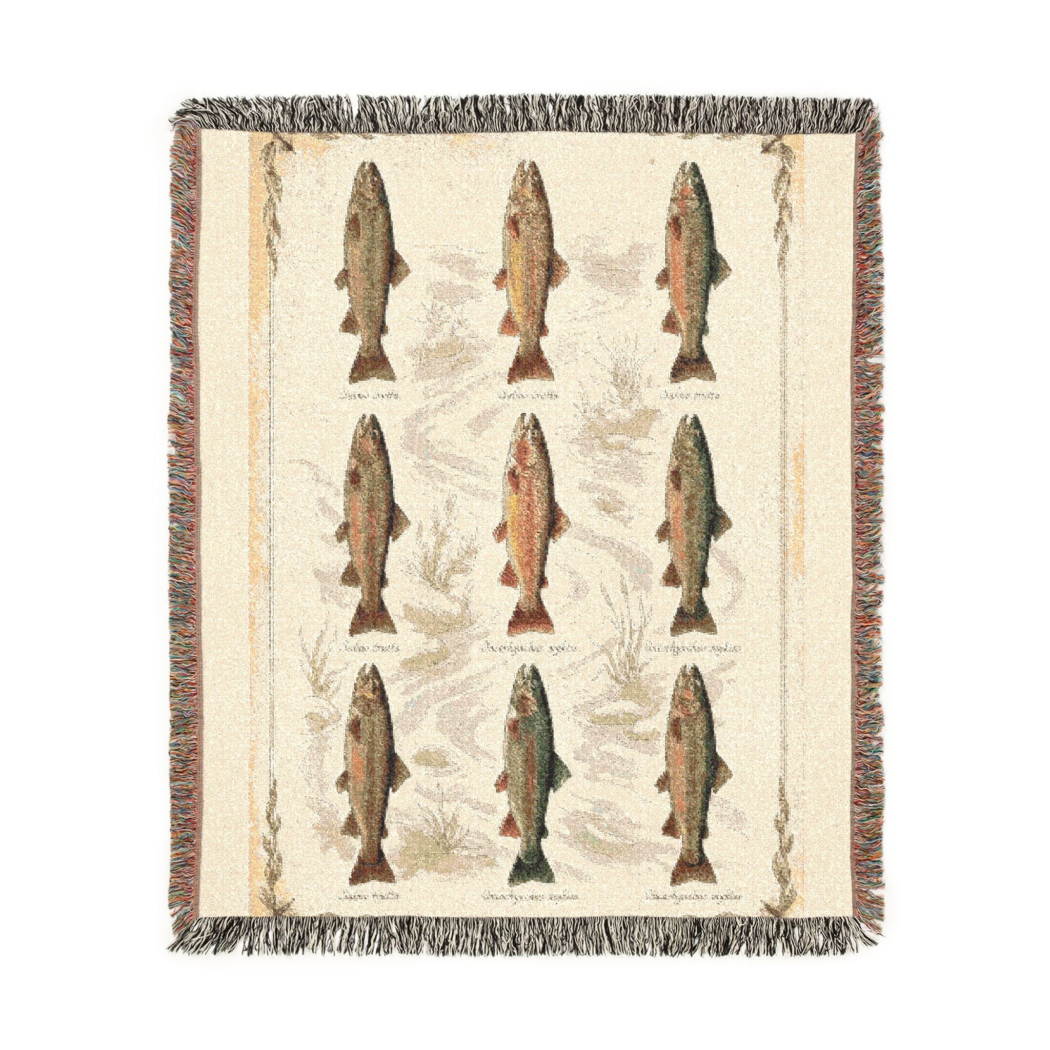 Rainbow Trout Pattern Woven Blanket