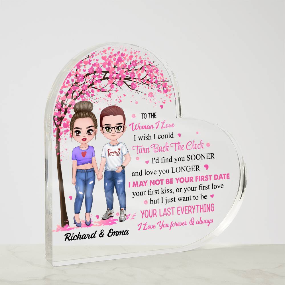 Personalized Valentine Heart Acrylic Plaque – Custom Couple Name & Clipart Romantic Gift for Girlfriend, Wife or Partner