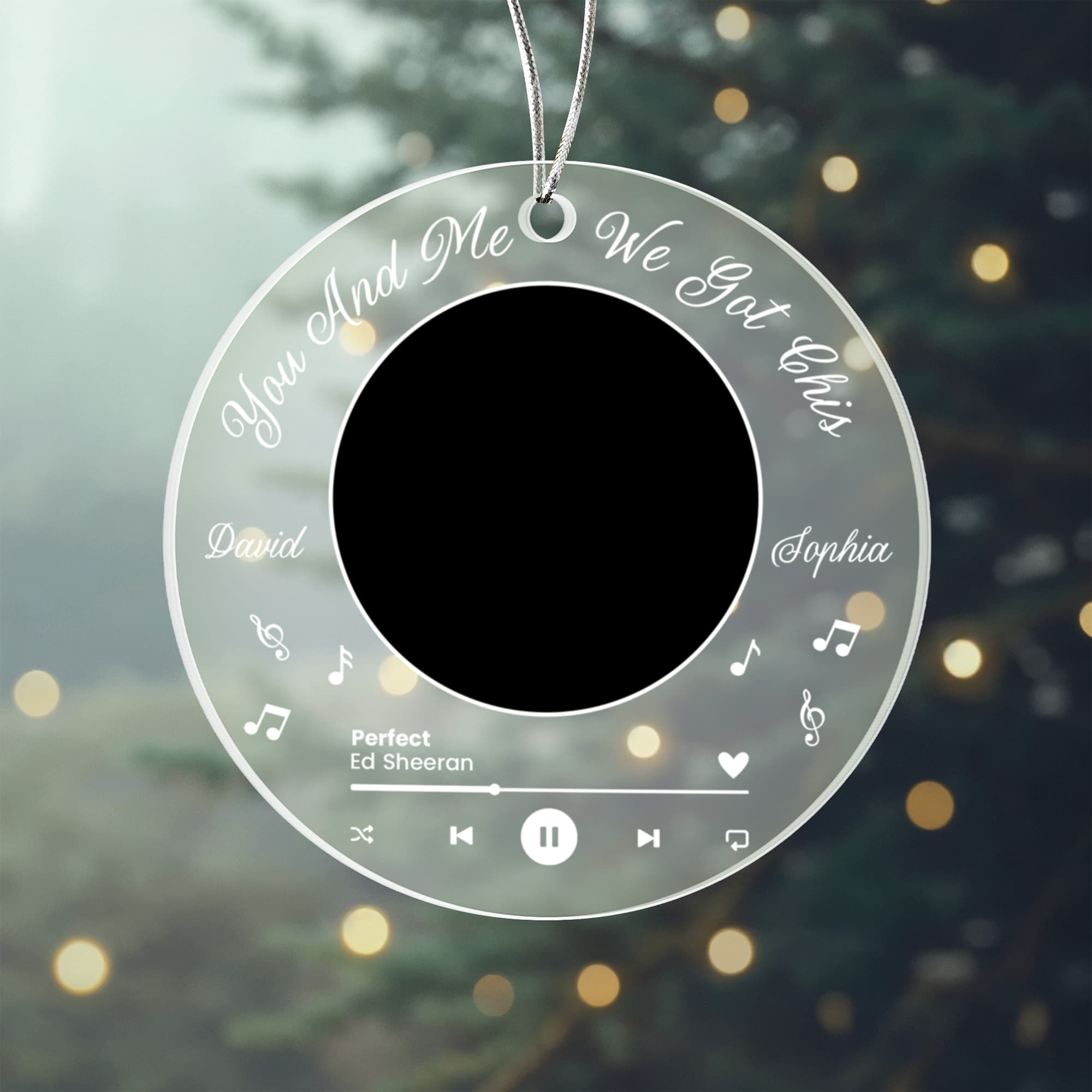 Personalized song ornament with couple names and music design