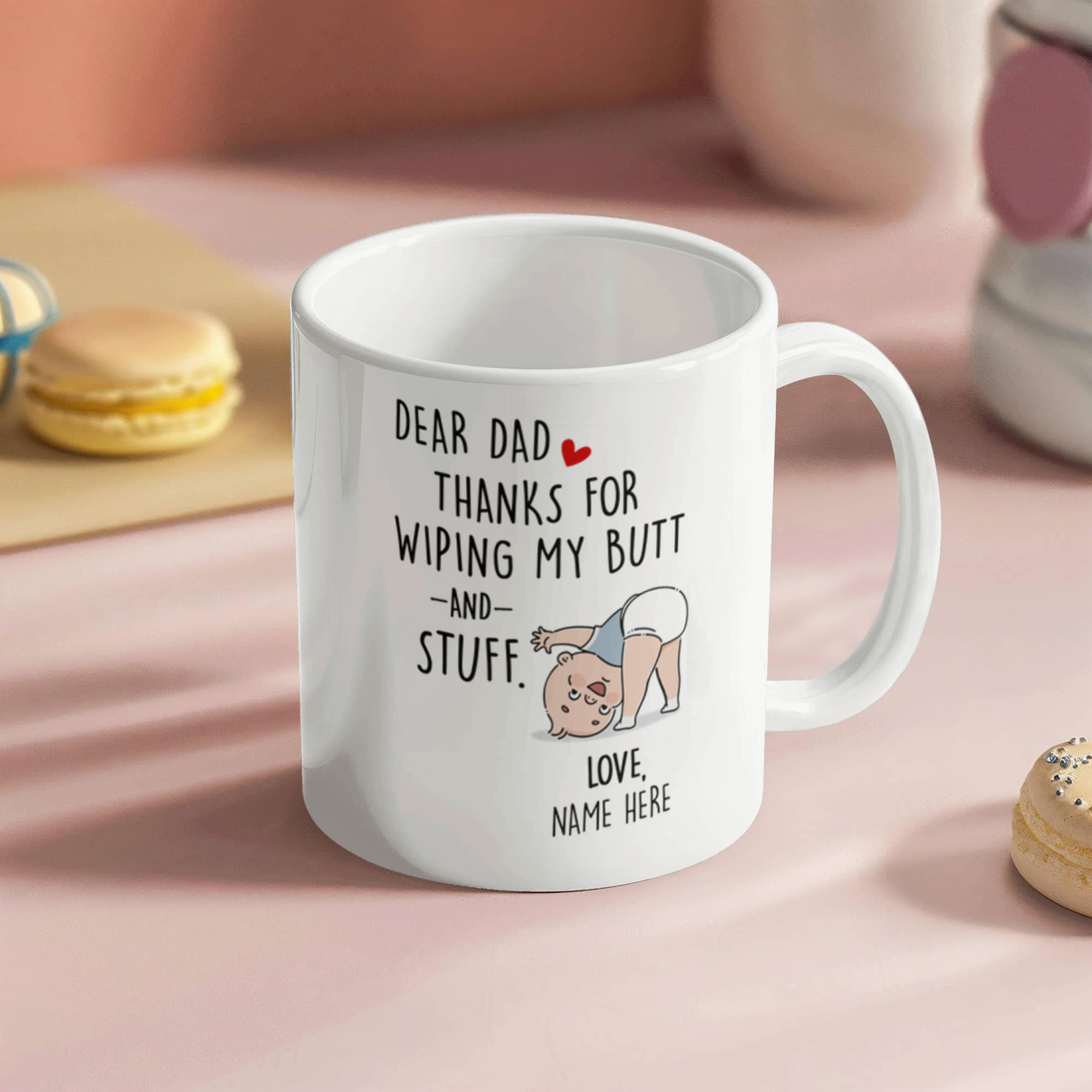 Funny Dad Mug from Baby – Personalized Thank You Dad Mug, New Dad Gift, First Father’s Day Coffee Mug
