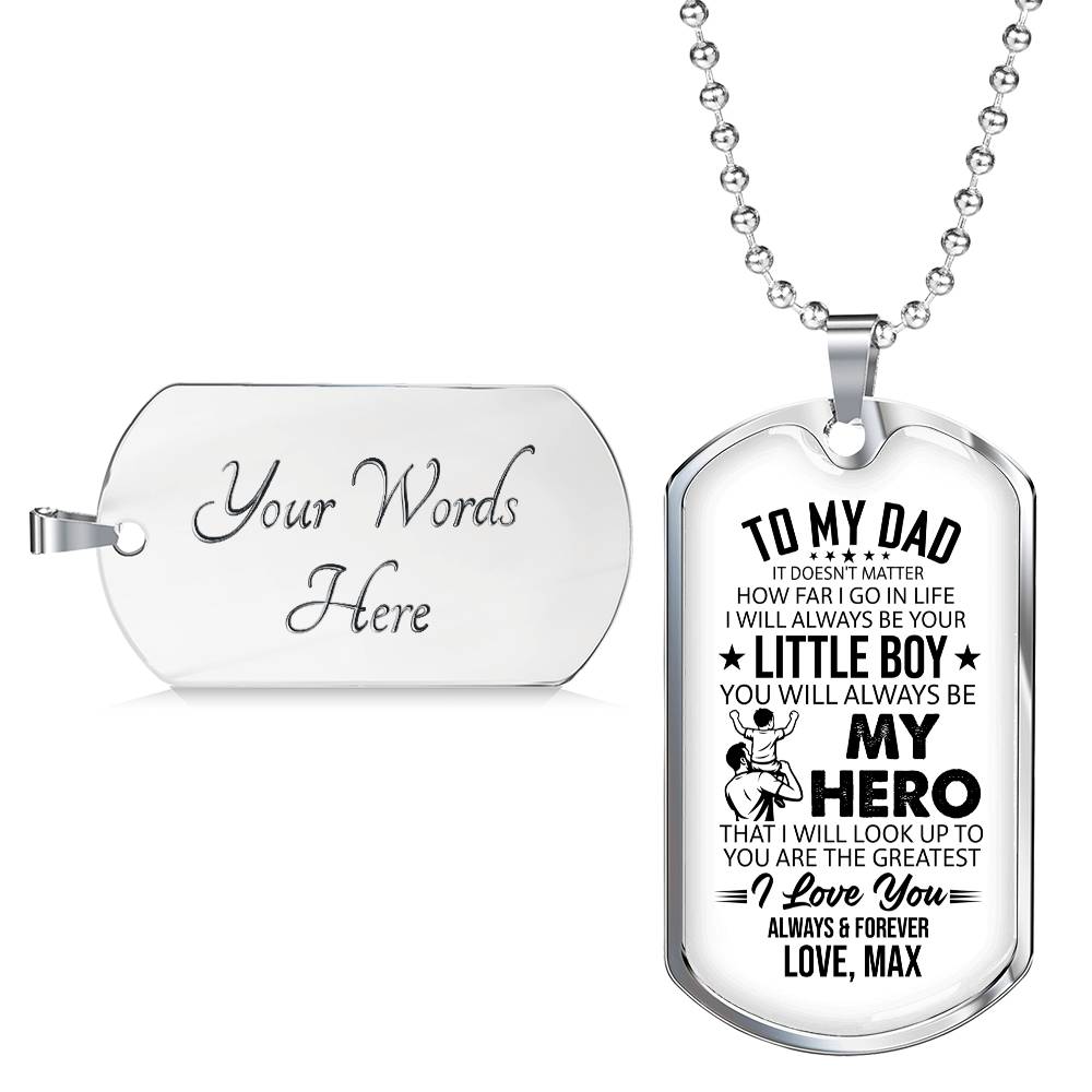 Personalized To My Dad Dog Tag Necklace - "I&