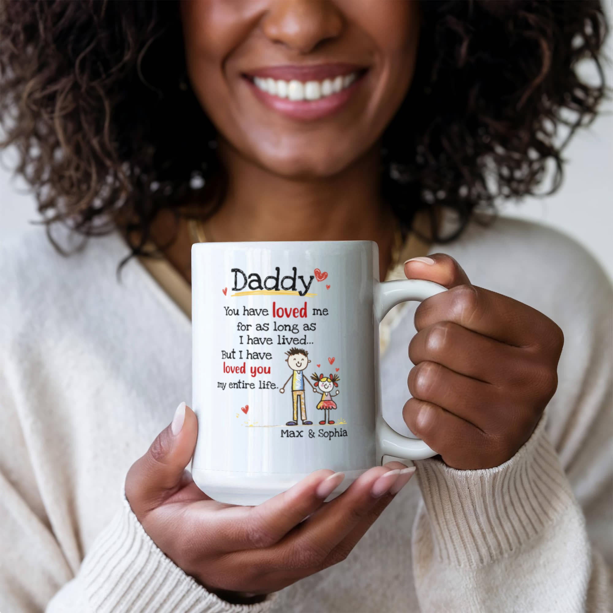 Daddy Personalized Mug from Kids – Custom Dad Coffee Mug with Kids Names, Sentimental Father’s Day Gift for Daddy