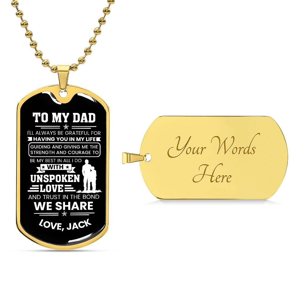 To My Dad Dog Tag Necklace - Personalized Emotional Father&