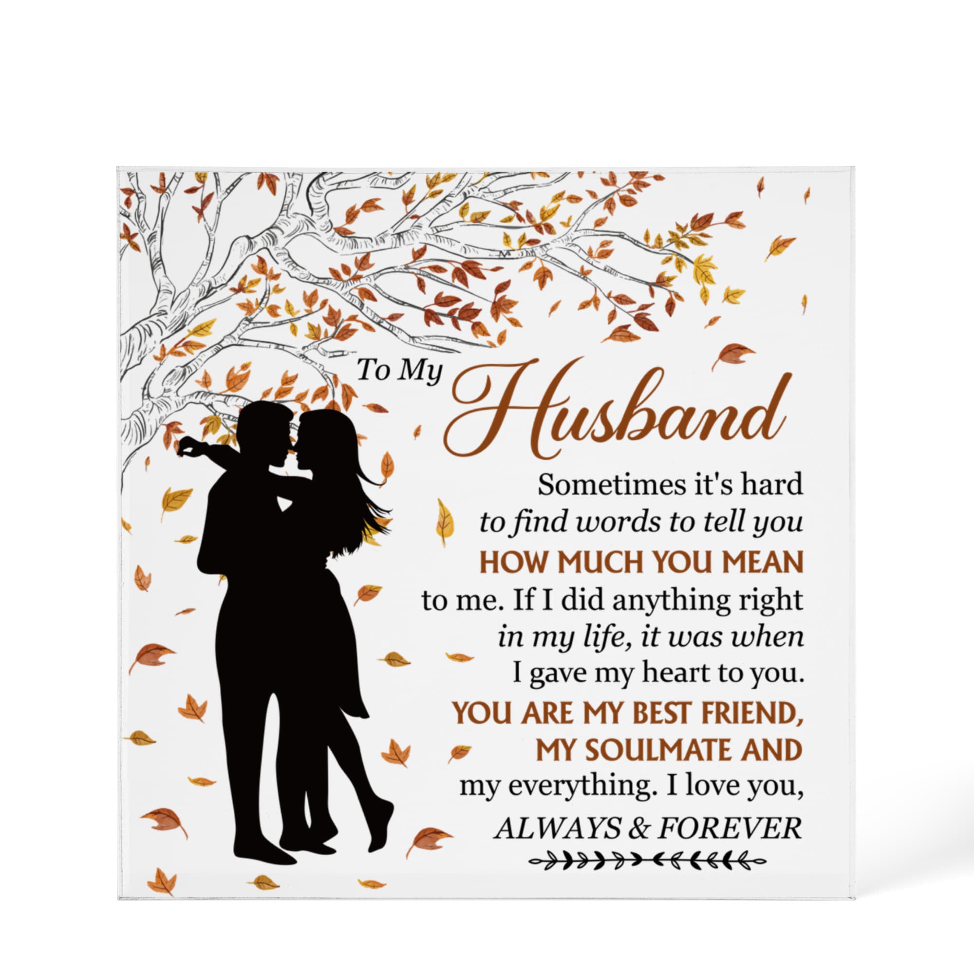 To my husband acrylic plaque with soulmate love message
