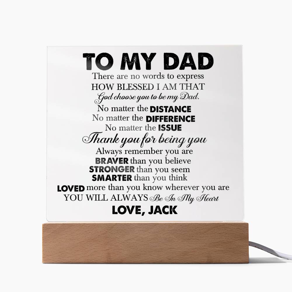Personalized To My Dad LED Night Light Plaque - Emotional Father&