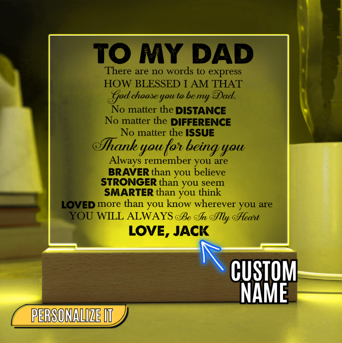 Emotional acrylic plaque for dad