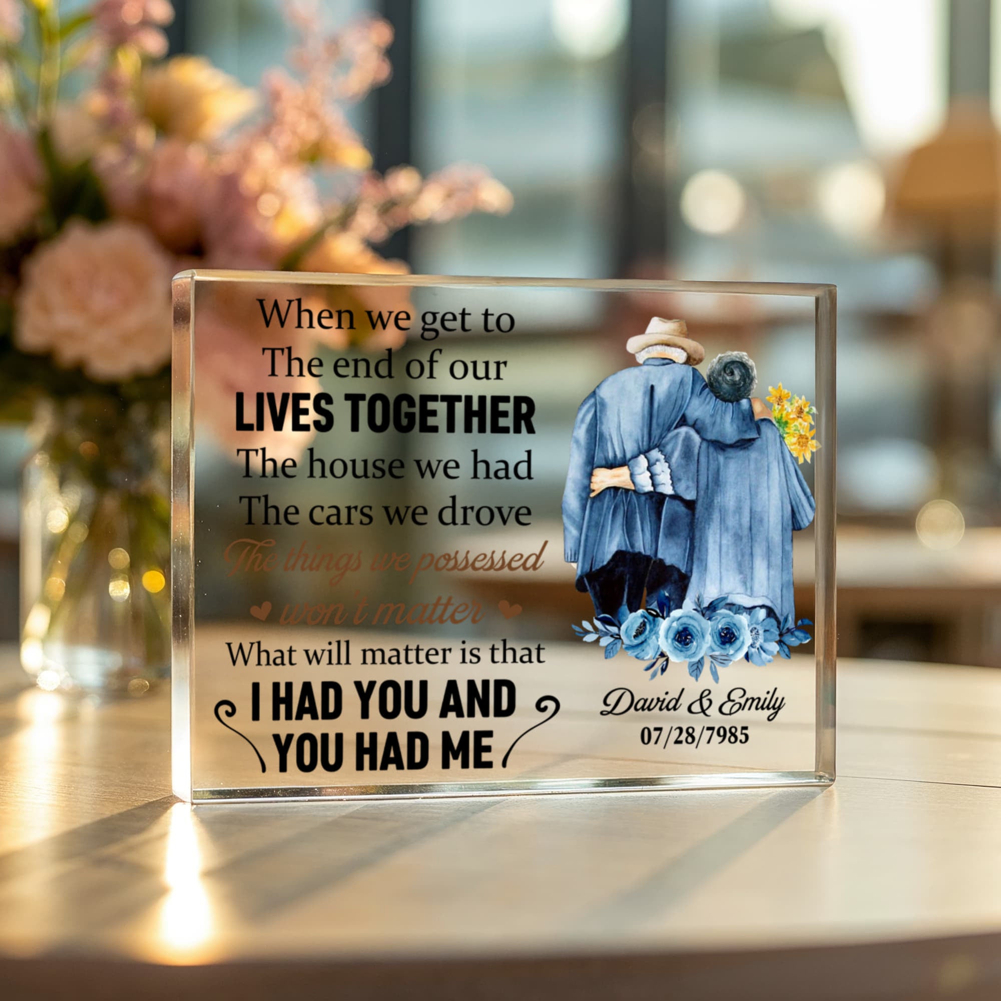 Personalized Couple Acrylic Plaque – Romantic Love Quote Keepsake, Anniversary or Wedding Gift for Him & Her