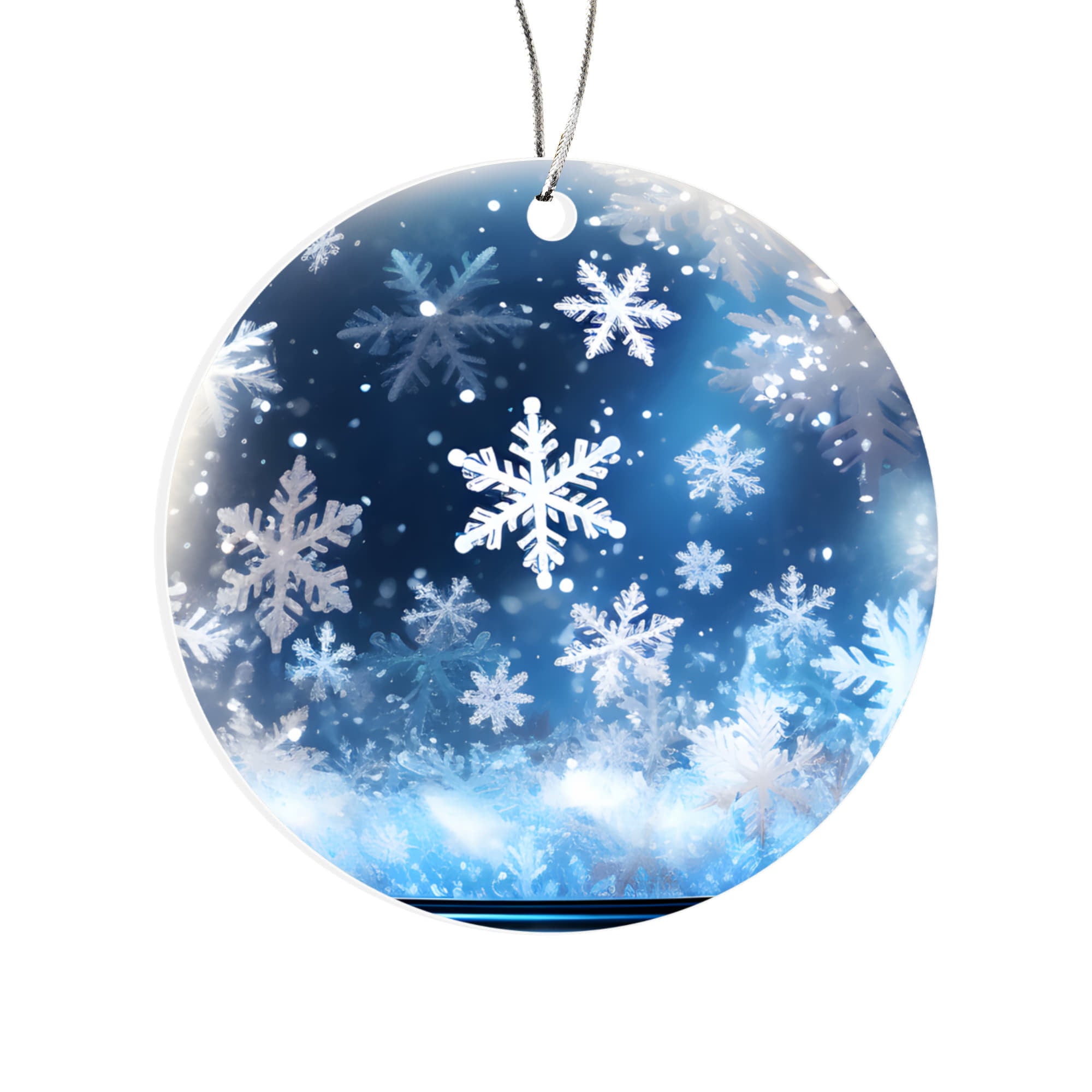 Starry Night Series Snow Globe Edition - Icy Blue Snowflake Storm Snow Globe Acrylic Ornament