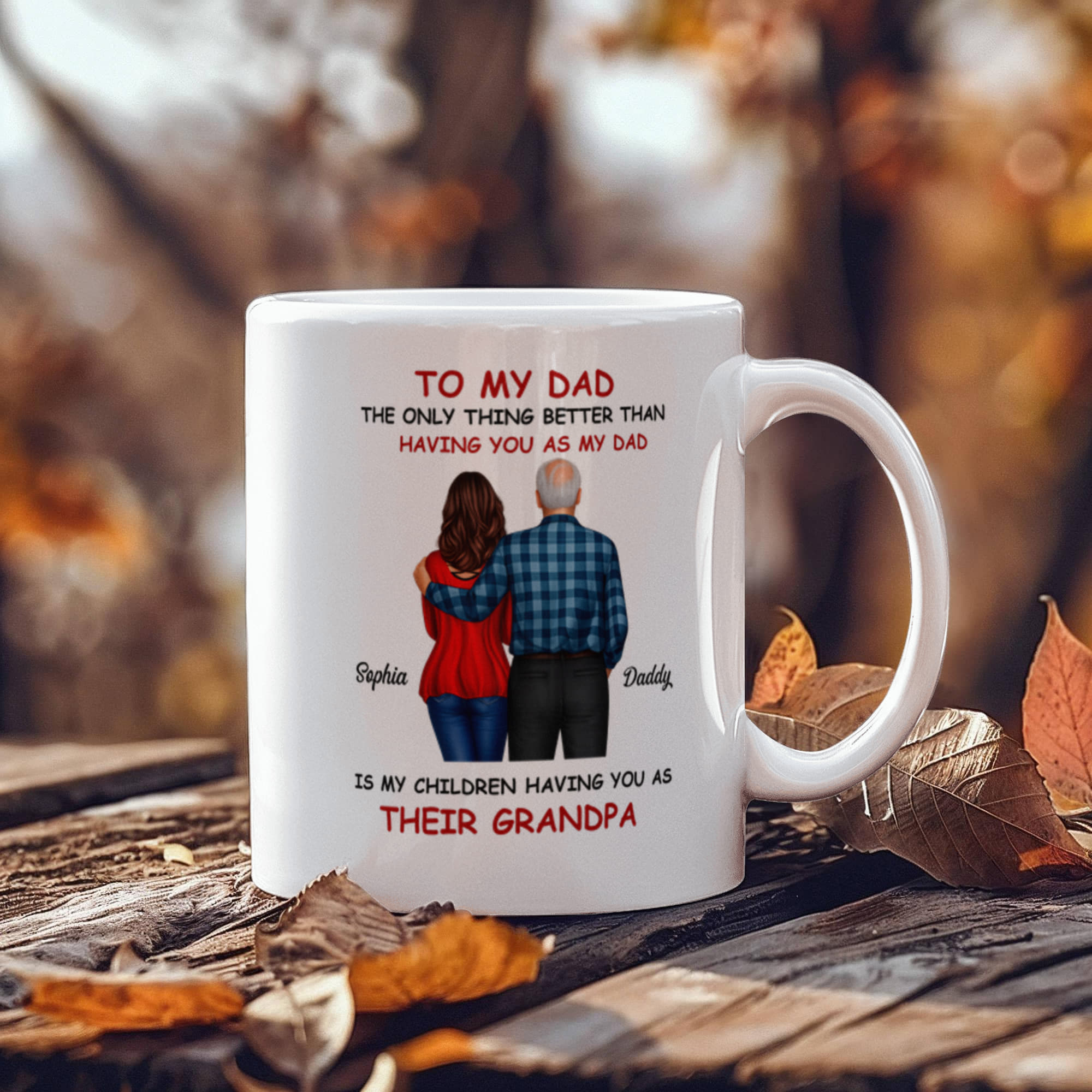 To My Dad Grandpa Mug – Father to Grandpa Gift, Personalized Dad Mug from Daughter, Father&