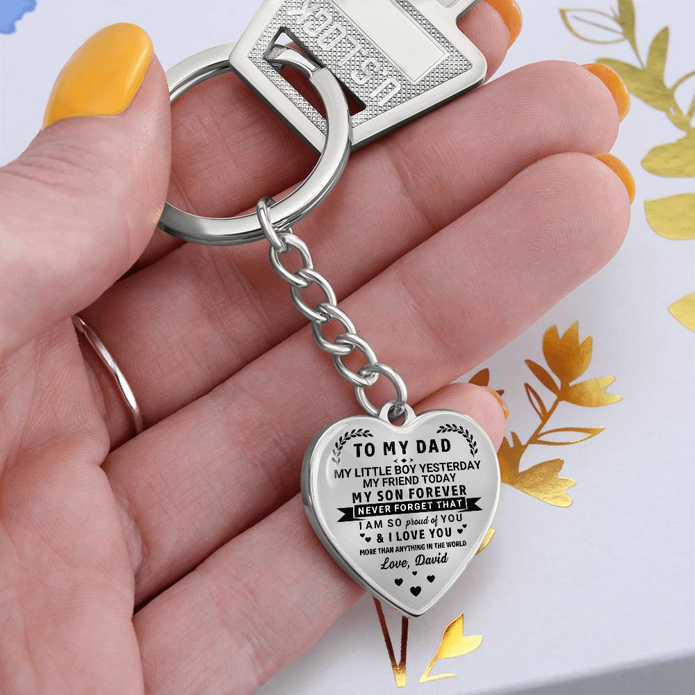 To My Dad Heart Keychain Gift from Son, My Son Forever Personalized Keepsake Gift