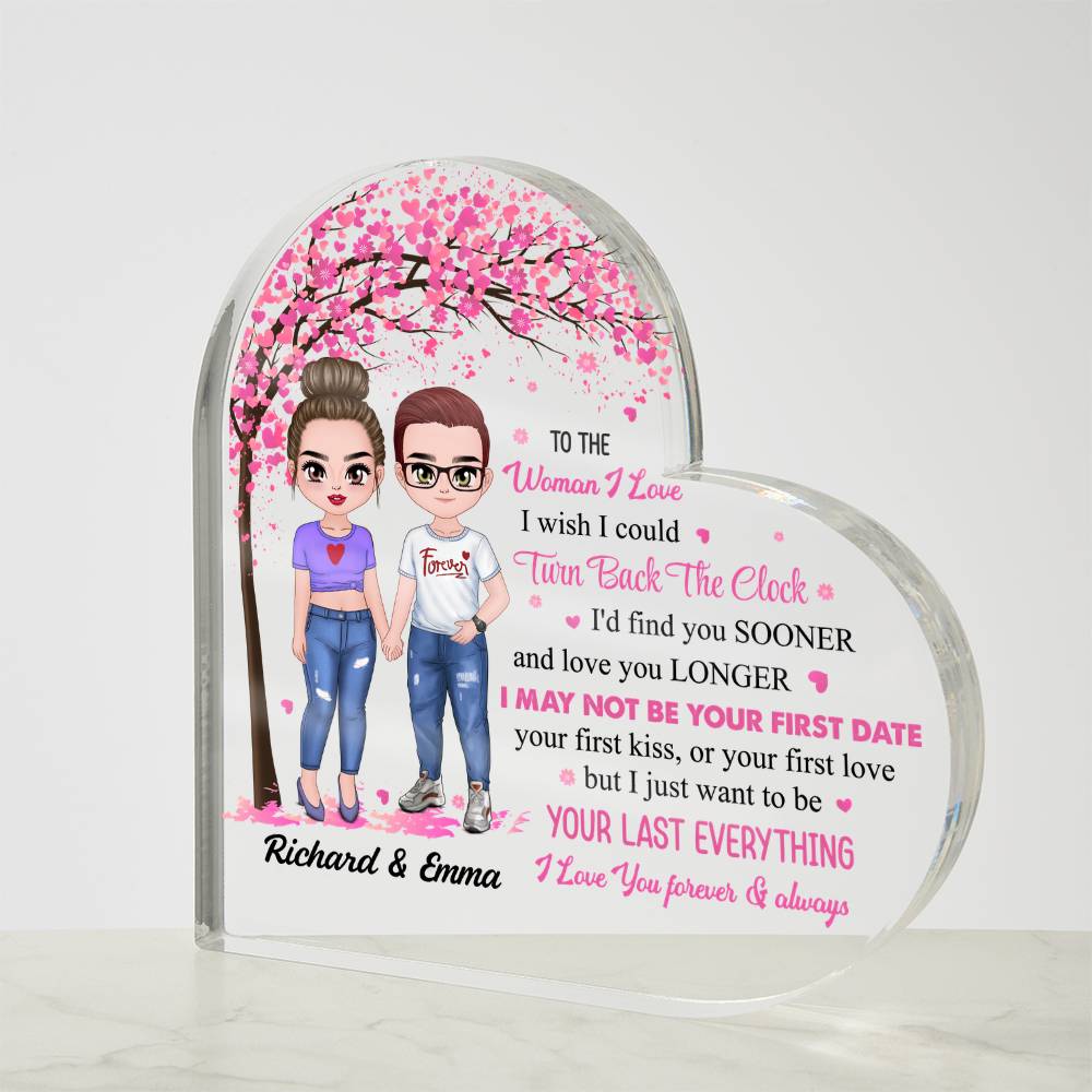 Personalized Valentine Heart Acrylic Plaque – Custom Couple Name & Clipart Romantic Gift for Girlfriend, Wife or Partner