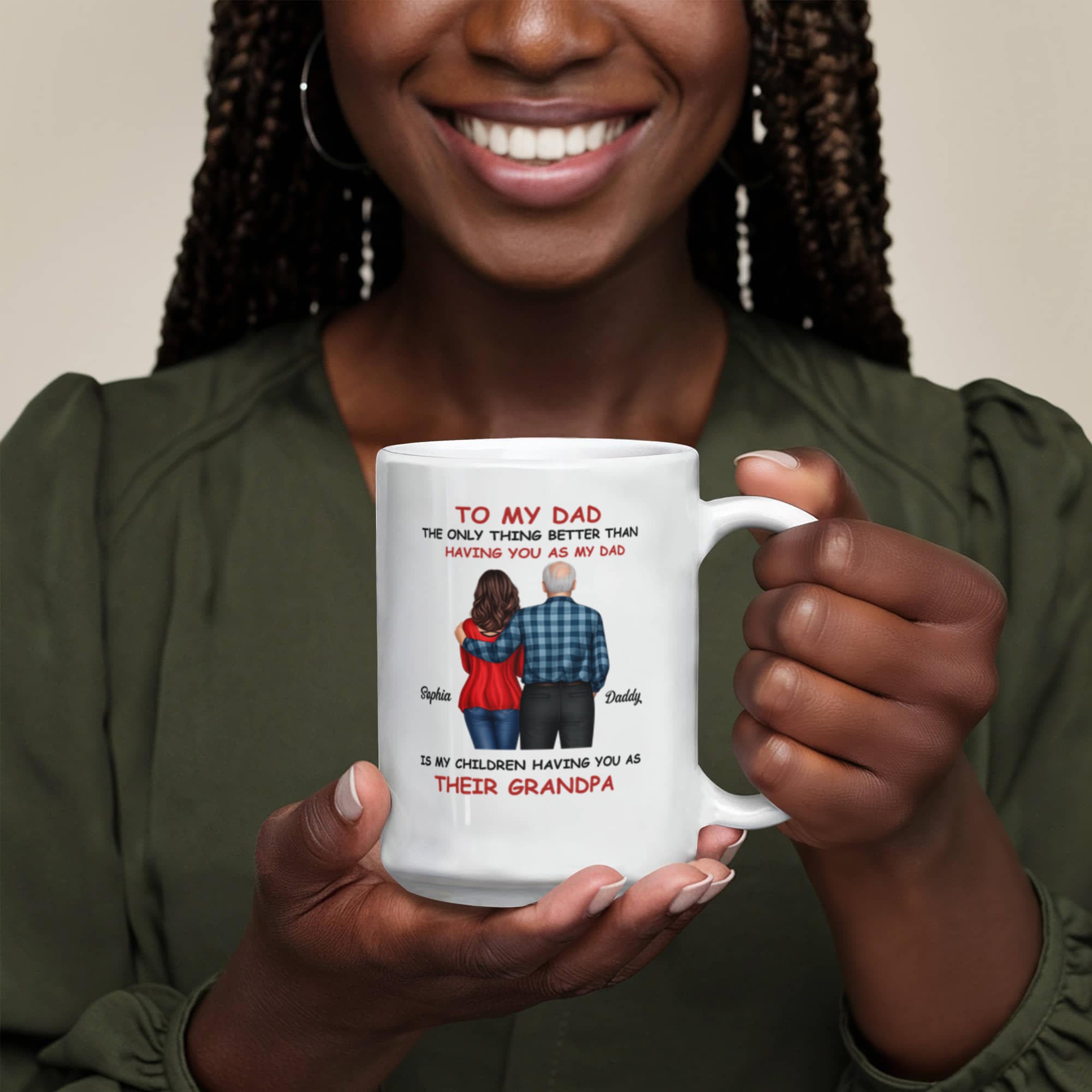 To My Dad Grandpa Mug – Father to Grandpa Gift, Personalized Dad Mug from Daughter, Father&