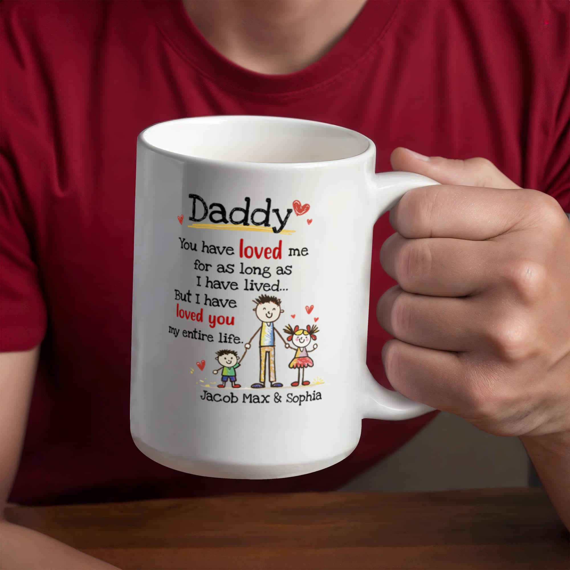 Daddy Personalized Mug from Kids – Custom Dad Coffee Mug with Kids Names, Sentimental Father’s Day Gift for Daddy