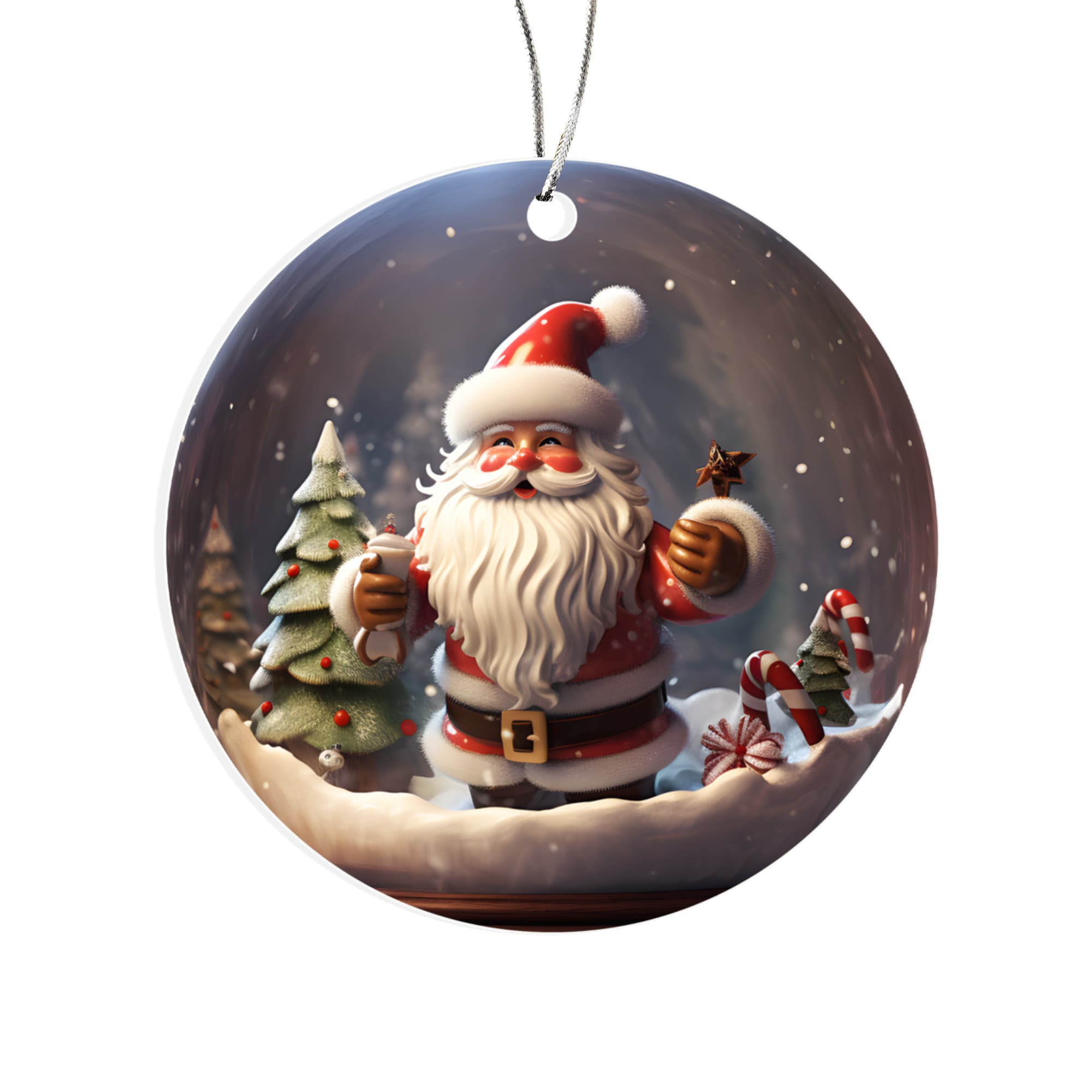 Santa Series Snow Globe Edition - Jolly Santa Claus Acrylic Ornament - Festive Scene