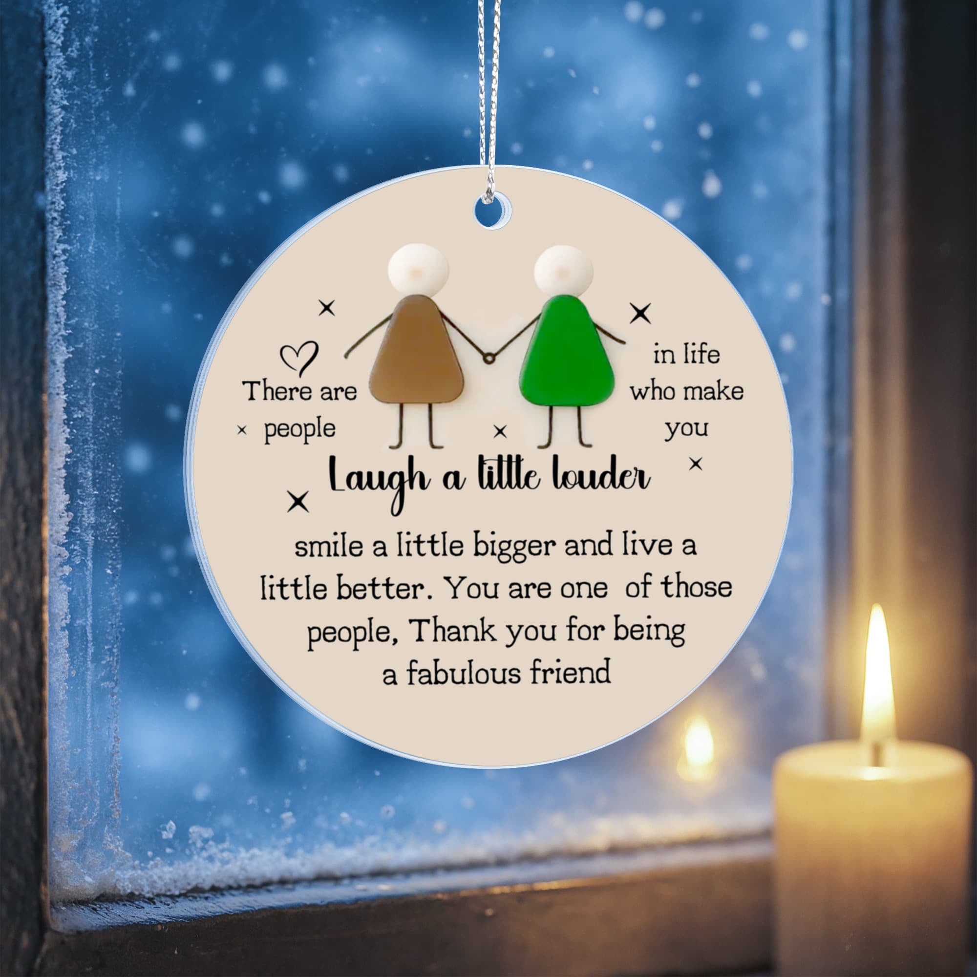 Funny Friendship Christmas Ornament – “Laugh a Little Louder” Quote Ornament, Best Friend Gift, BFF Keepsake