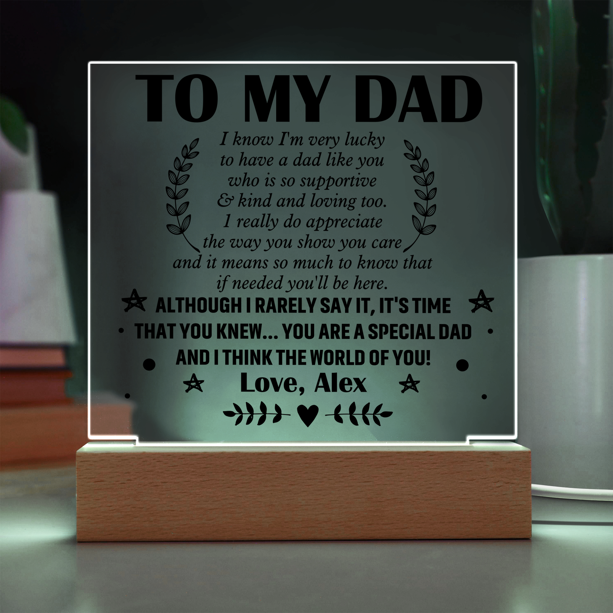 Personalized To My Dad LED Night Light Plaque - Emotional Father&