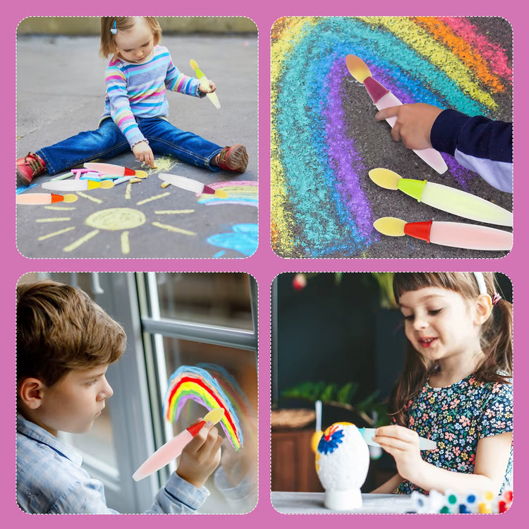 6Pcs Sidewalk Chalk Paint Brush Set Washable Soft with Foam Brush Head Kid Toys Kids Painting Brush Set Drawing Art Stationary