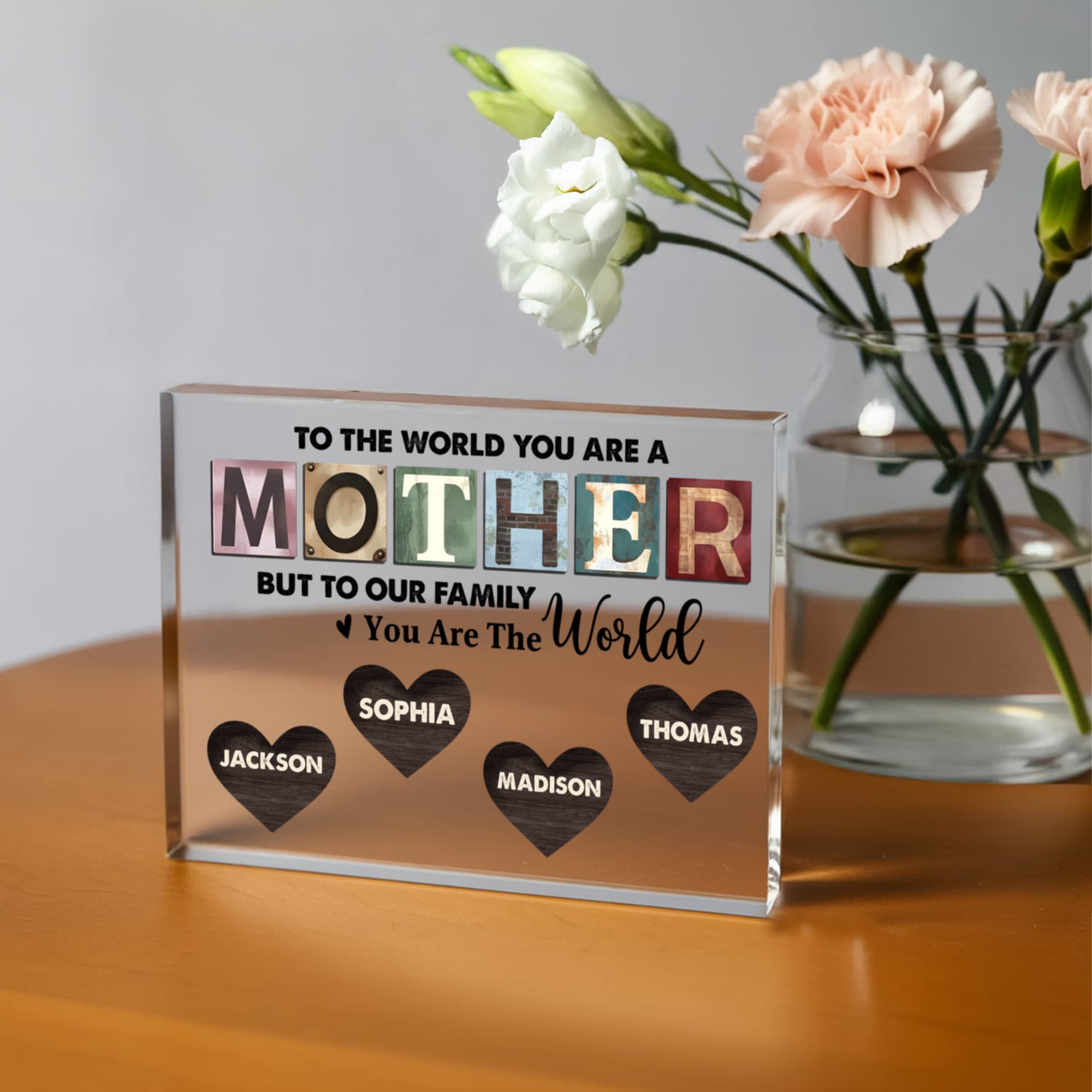 Personalized To The World You Are a Mother Acrylic Plaque