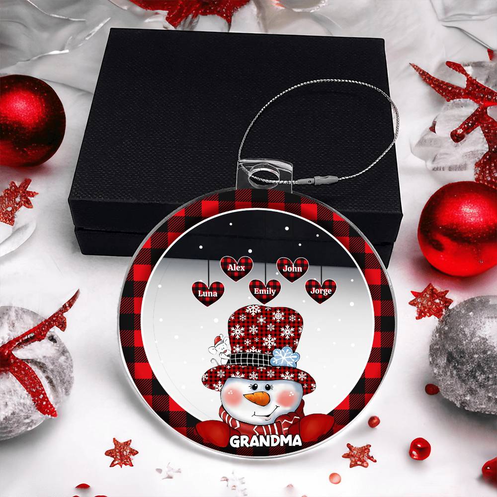 Custom 1–8 Name Christmas Bulb Acrylic Ornament – Personalized Heart Family Names