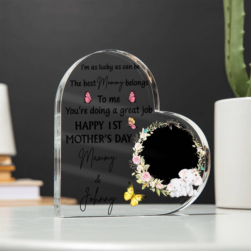 Heart Shaped Mom Acrylic Plaque