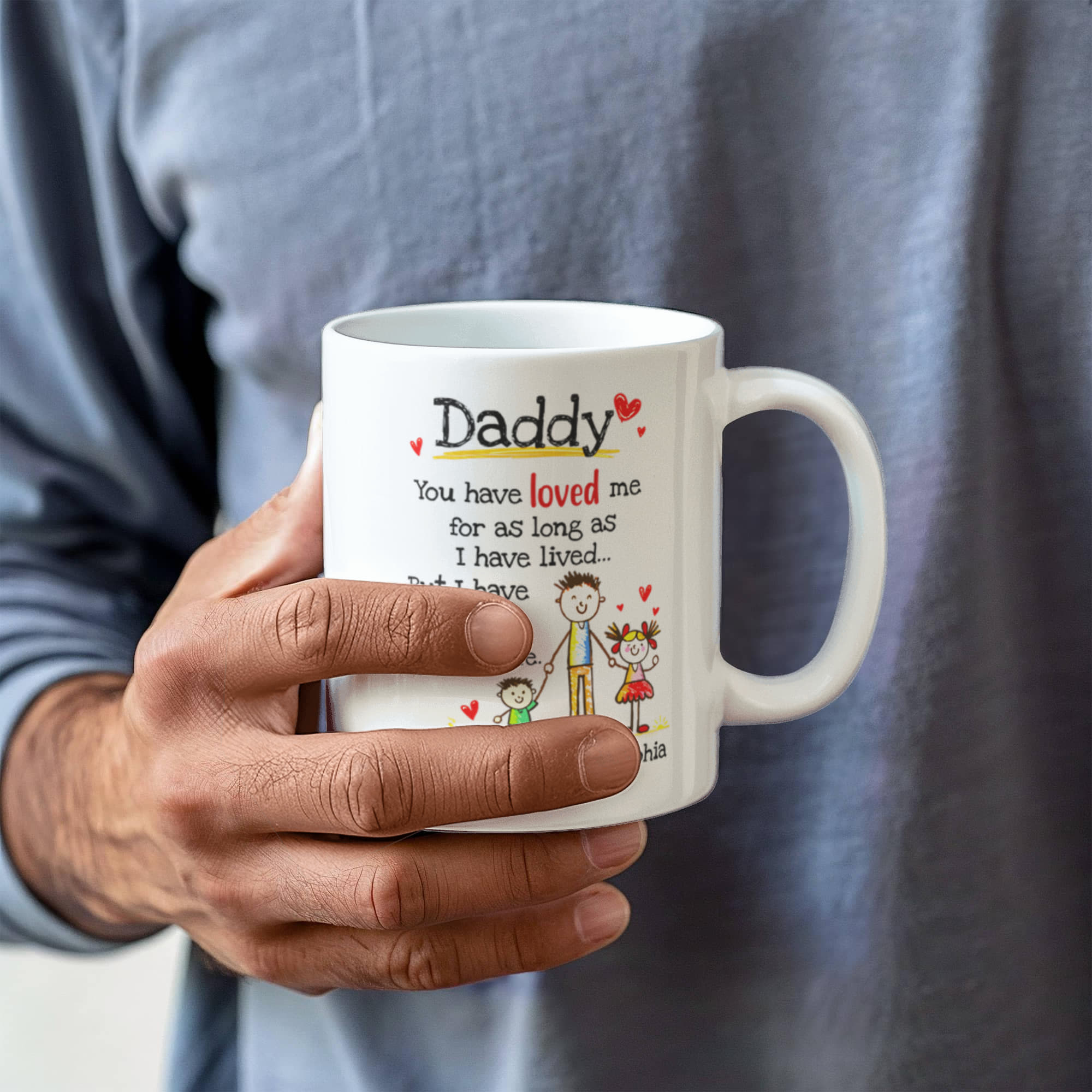 Daddy Personalized Mug from Kids – Custom Dad Coffee Mug with Kids Names, Sentimental Father’s Day Gift for Daddy