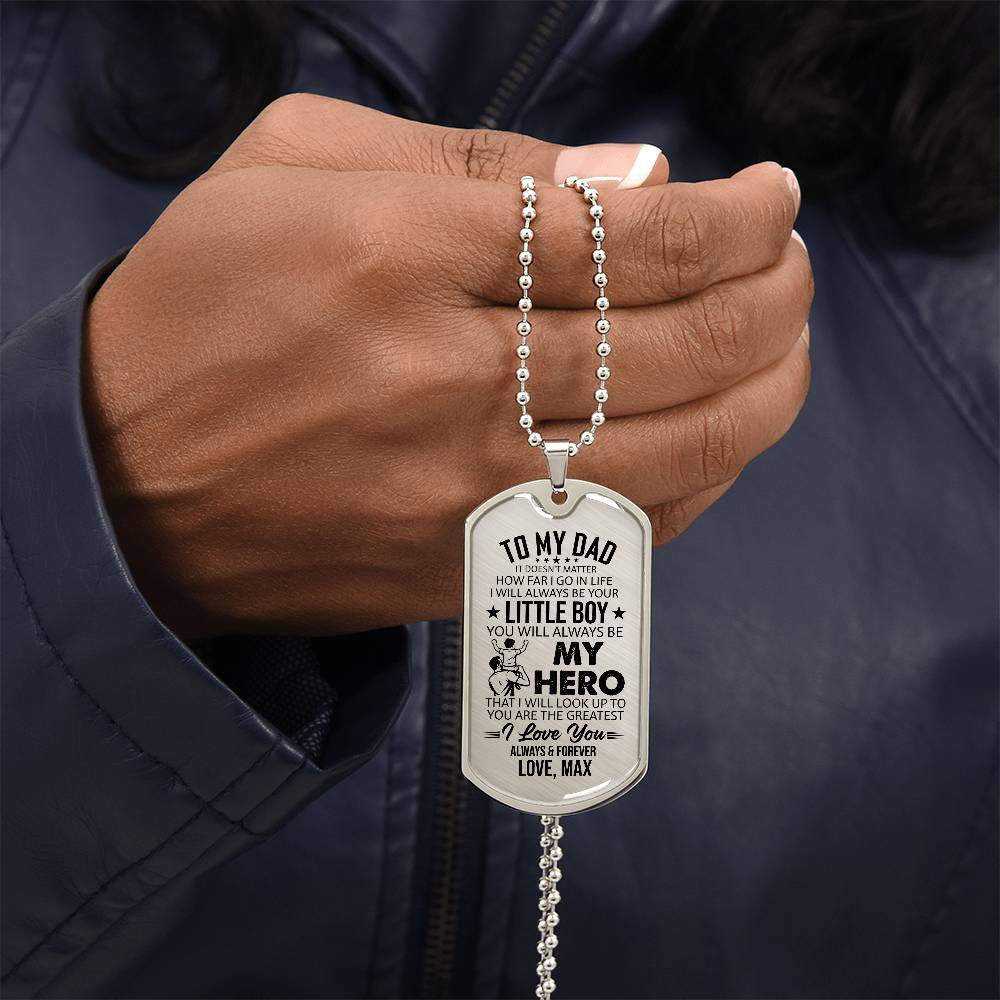 Personalized To My Dad Dog Tag Necklace - "I&