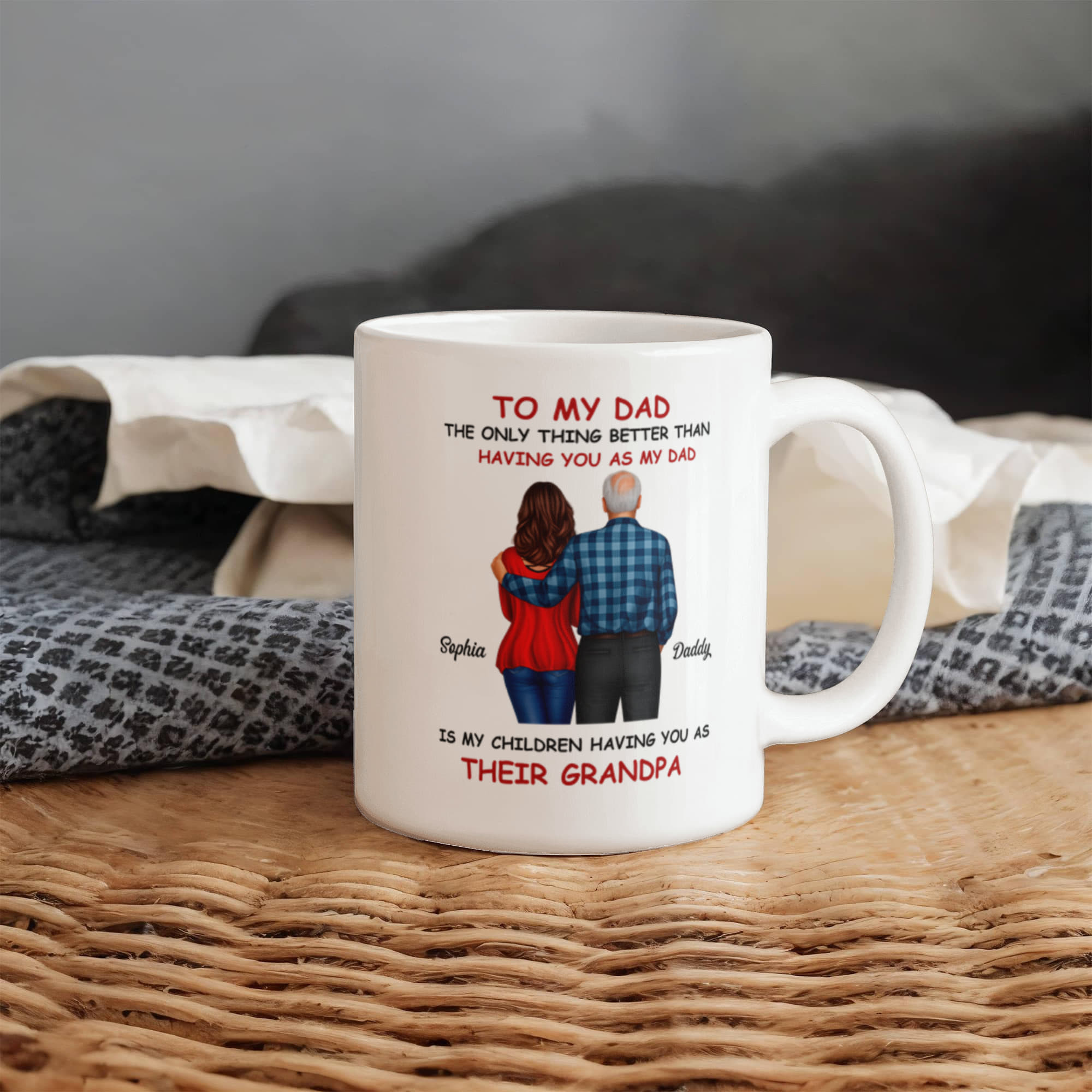 To My Dad Grandpa Mug – Father to Grandpa Gift, Personalized Dad Mug from Daughter, Father&