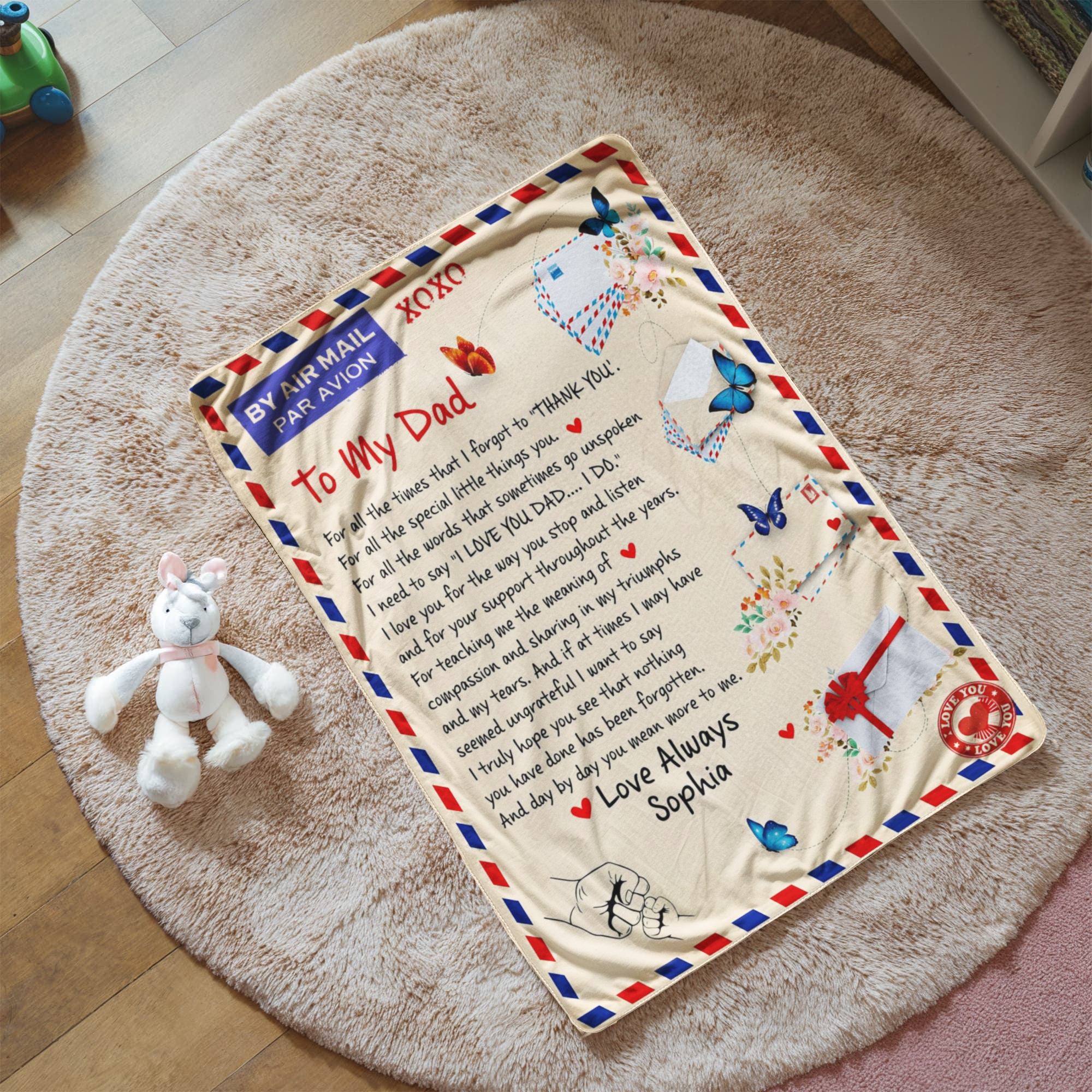 Love always dad keepsake blanket