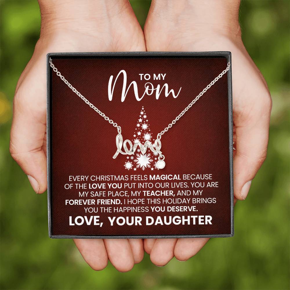 Love Necklace for Mom – Meaningful Christmas Gift from Daughter, Heartfelt Message Card Jewelry Keepsake