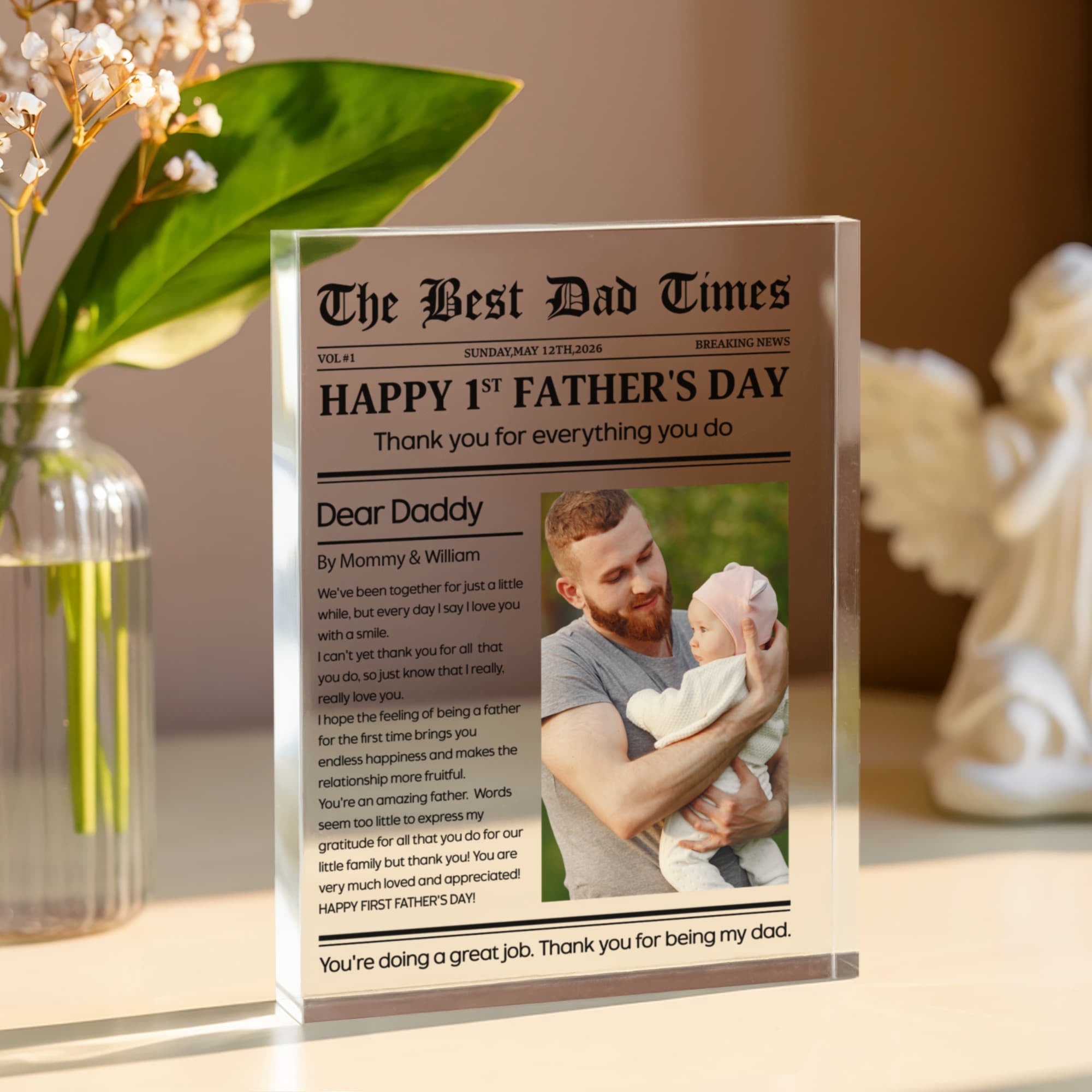 custom photo dear daddy first fathers day plaque new dad gift