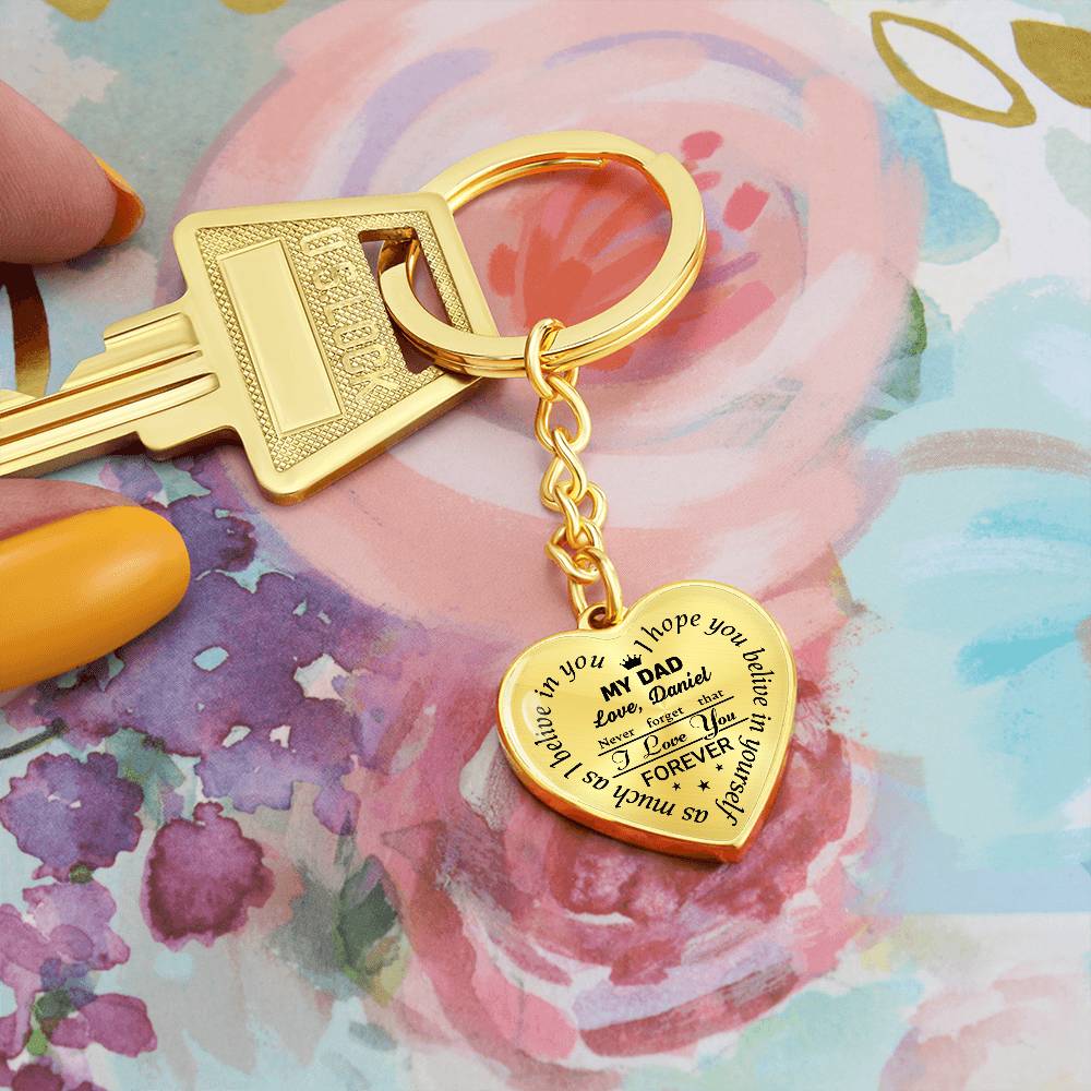 To My Dad Heart Keychain Gift from Son, I Love You Forever Personalized Keepsake Keychain