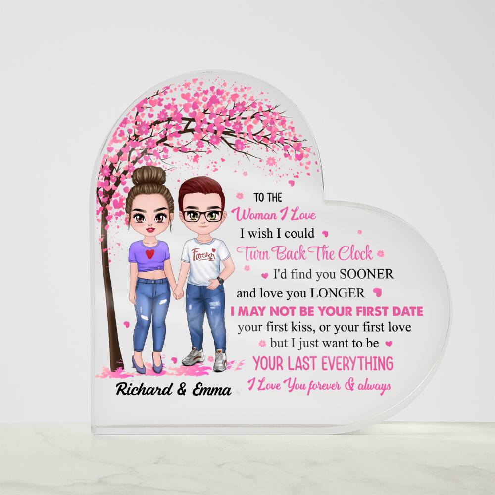 Personalized Valentine Heart Acrylic Plaque – Custom Couple Name & Clipart Romantic Gift for Girlfriend, Wife or Partner