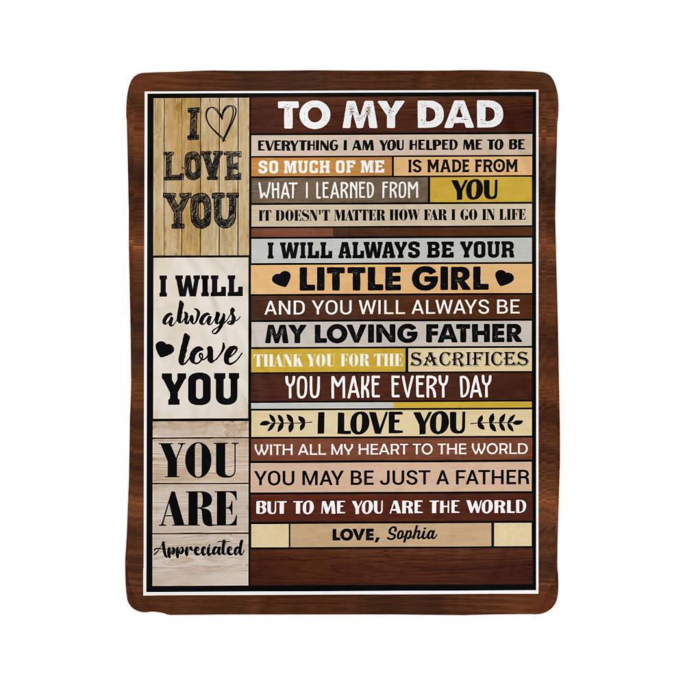 To My Dad Personalized Fleece Blanket – Heartfelt Daughter to Dad Message Collage Gift