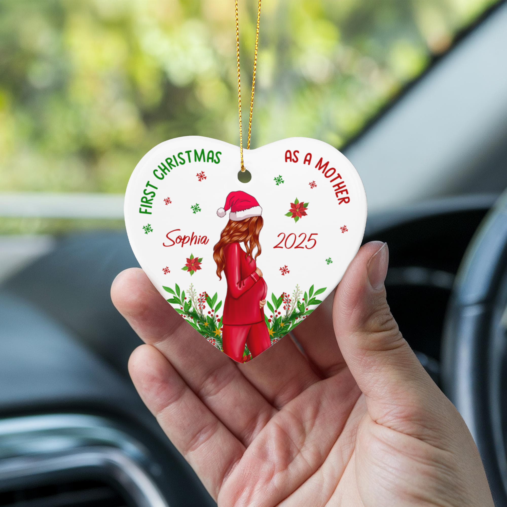Custom Name Heart Ornament for New Mom