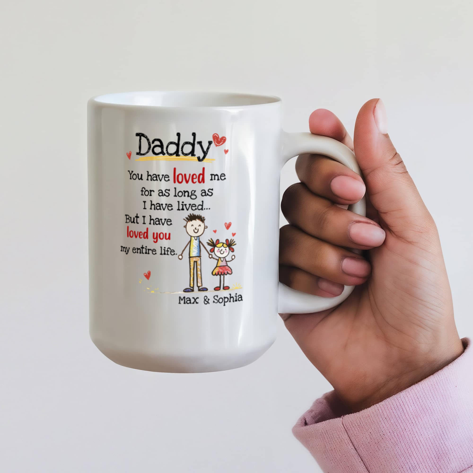 Daddy Personalized Mug from Kids – Custom Dad Coffee Mug with Kids Names, Sentimental Father’s Day Gift for Daddy