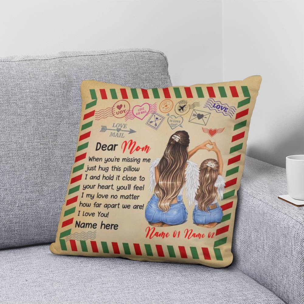 Dear Mom Personalized Pillow – Custom Mom Gift from Daughter, Mother’s Day Gift for Mom, Sentimental Mom Throw Pillow with Names