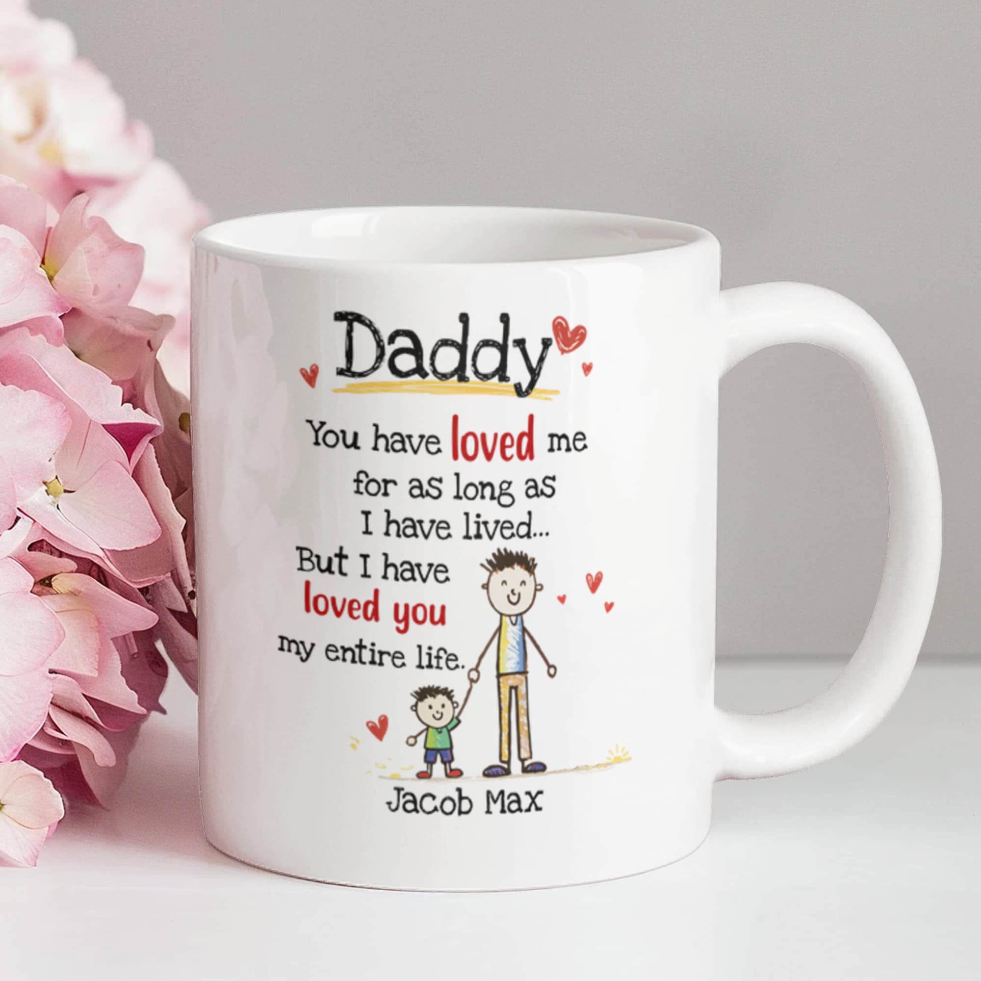 Daddy Personalized Mug from Kids – Custom Dad Coffee Mug with Kids Names, Sentimental Father’s Day Gift for Daddy