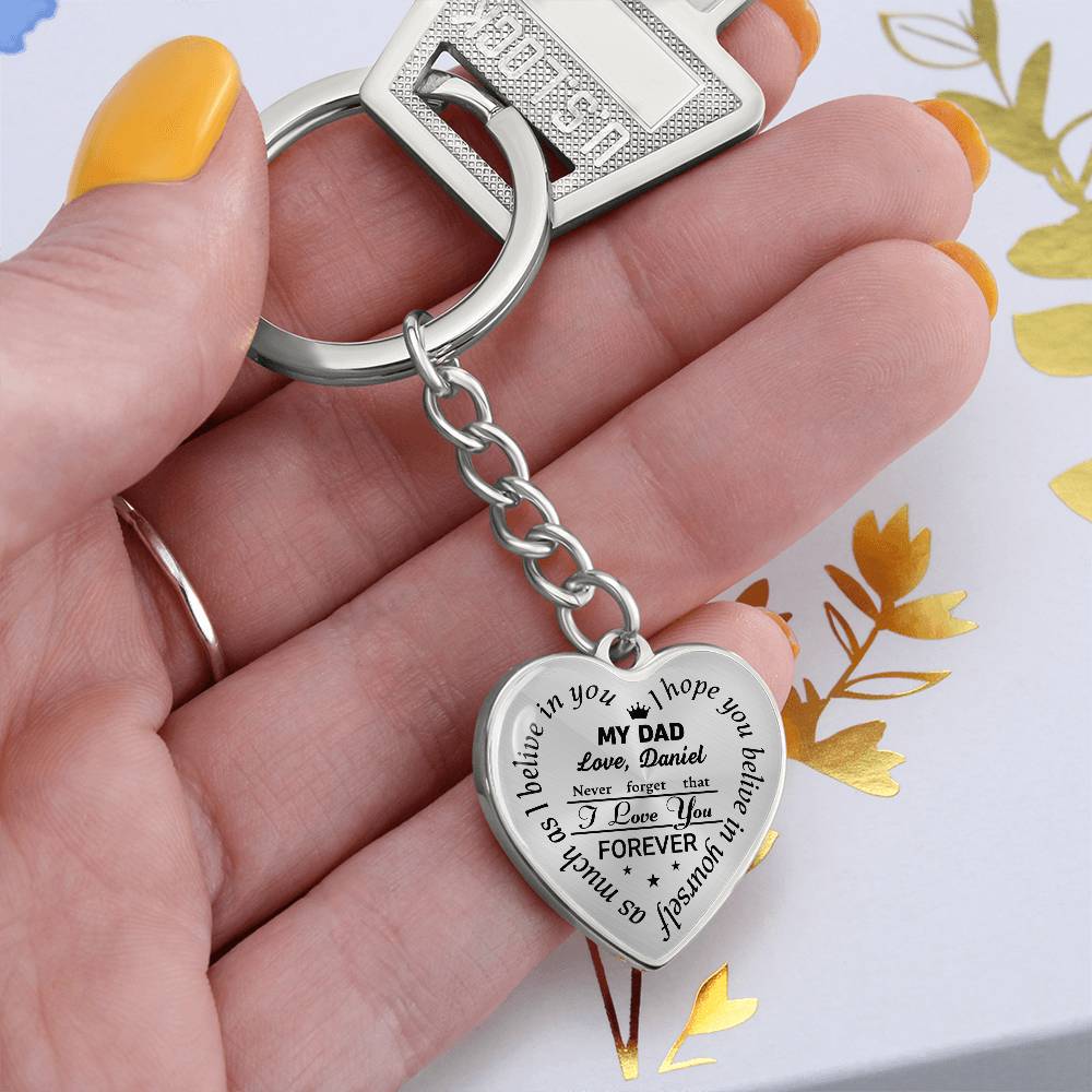 To My Dad Heart Keychain Gift from Son, I Love You Forever Personalized Keepsake Keychain