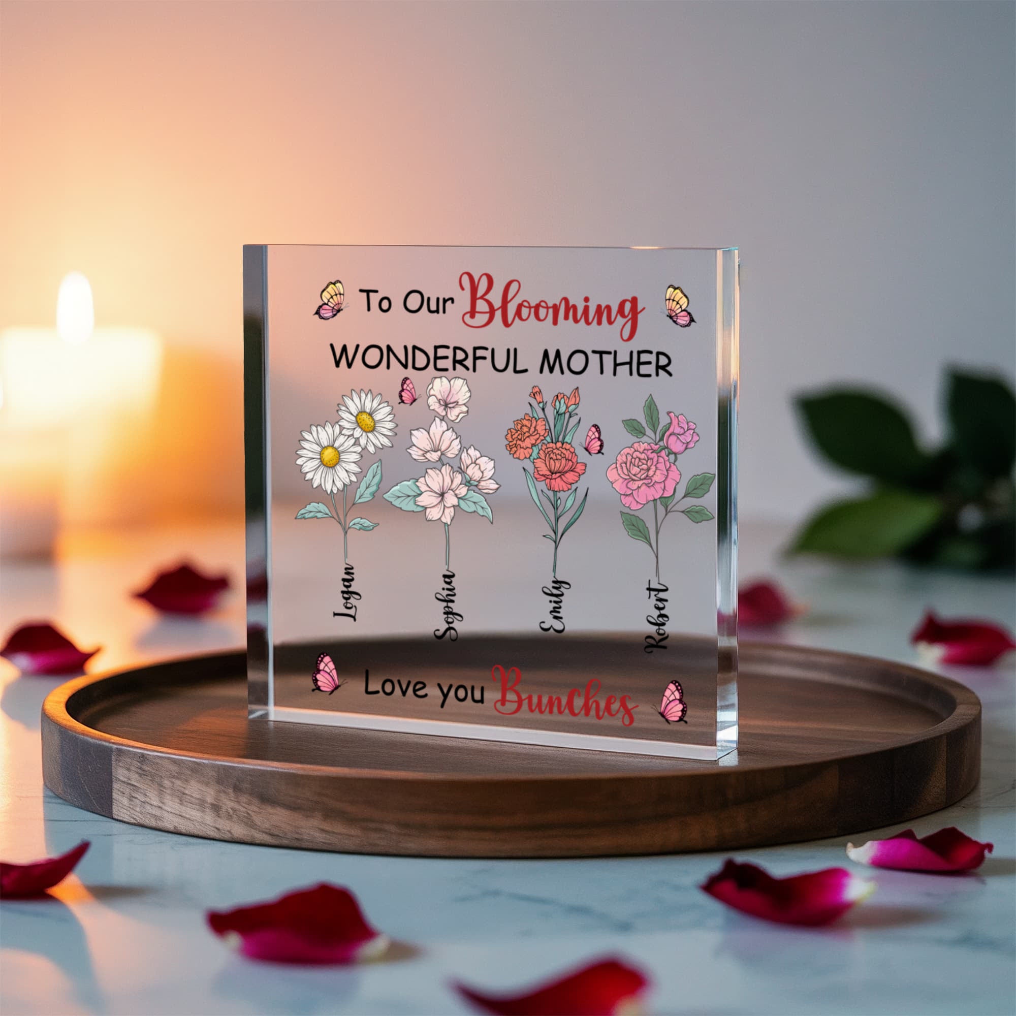 Family Floral Acrylic Plaque for Mom