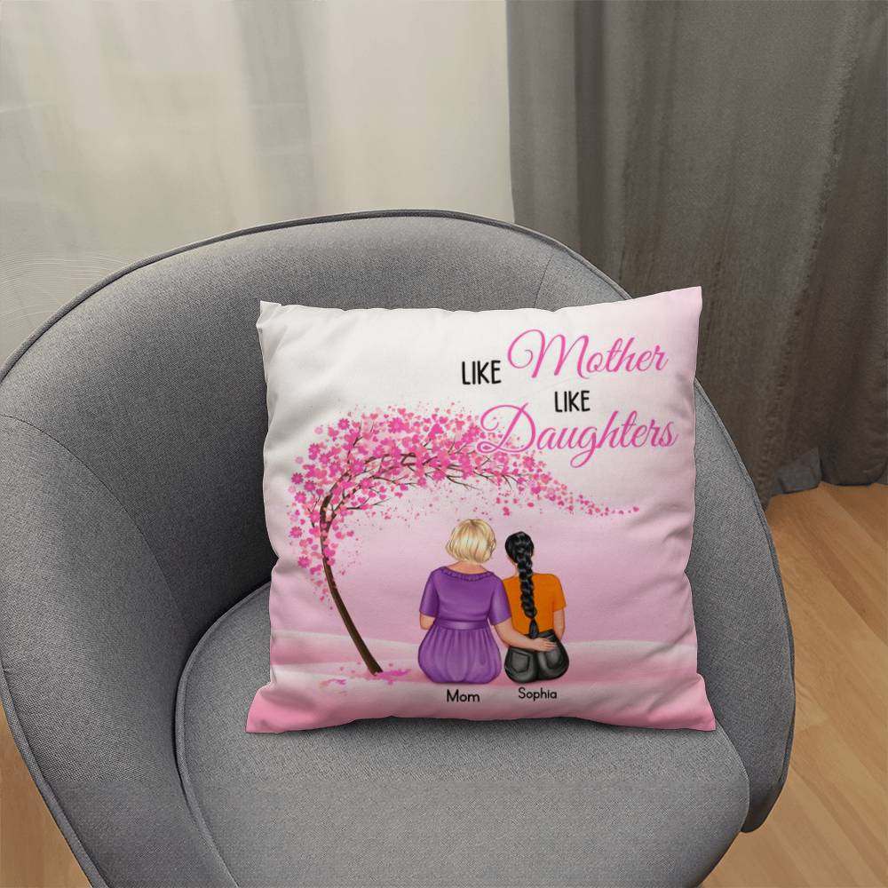 Like Mother Like Daughter Personalized Pillow – Custom Mom Daughter Pillow Gift, Mother’s Day Gift for Mom, Personalized Family Throw Pillow