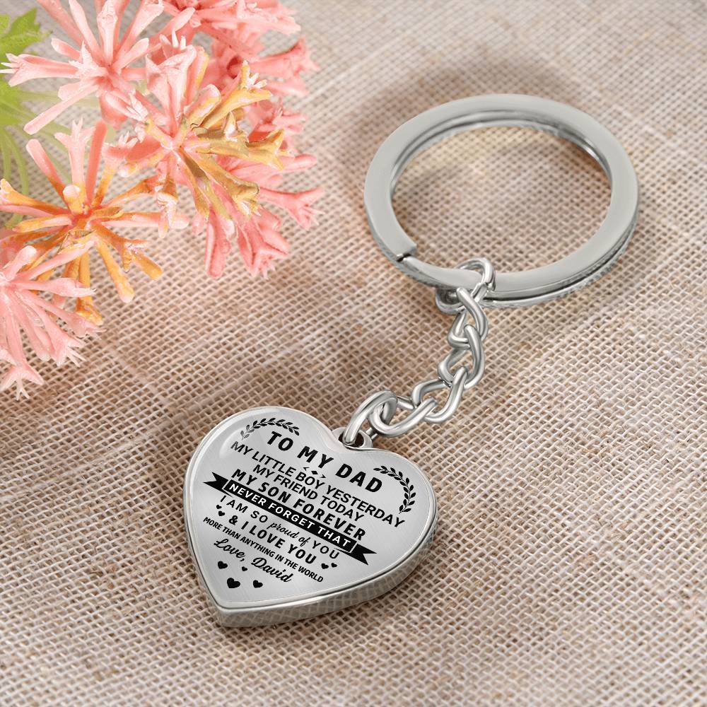 To My Dad Heart Keychain Gift from Son, My Son Forever Personalized Keepsake Gift