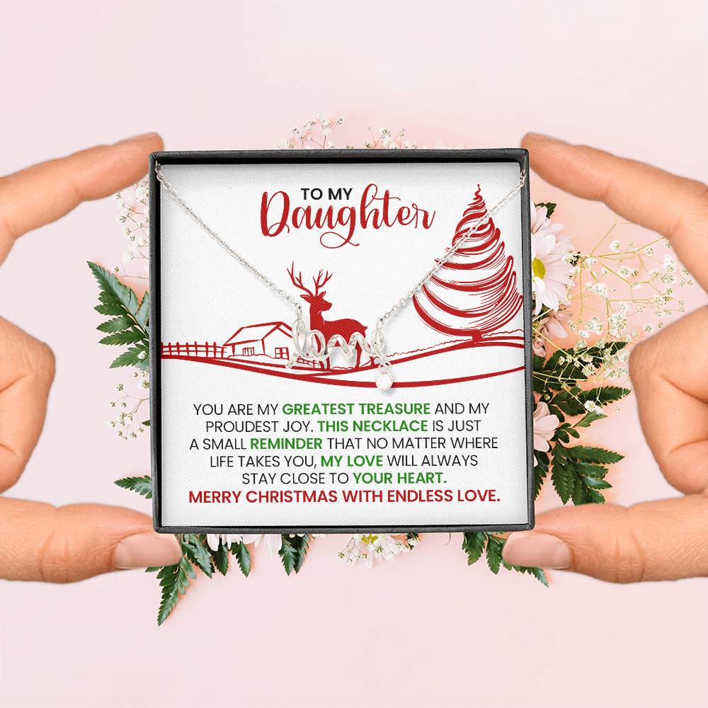 Scripted Love Necklace for Daughter – Meaningful Christmas Gift from Mom or Dad, Heartfelt Message Jewelry Keepsake