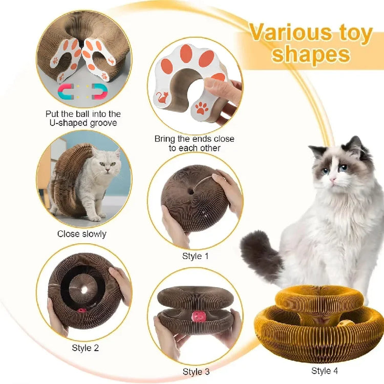Kitten Curl Toy Foldable Magic Organ Cat Scratching Board Durable Recyclable Cardboard Cat Scratcher Cat Bed Interactive Scratch