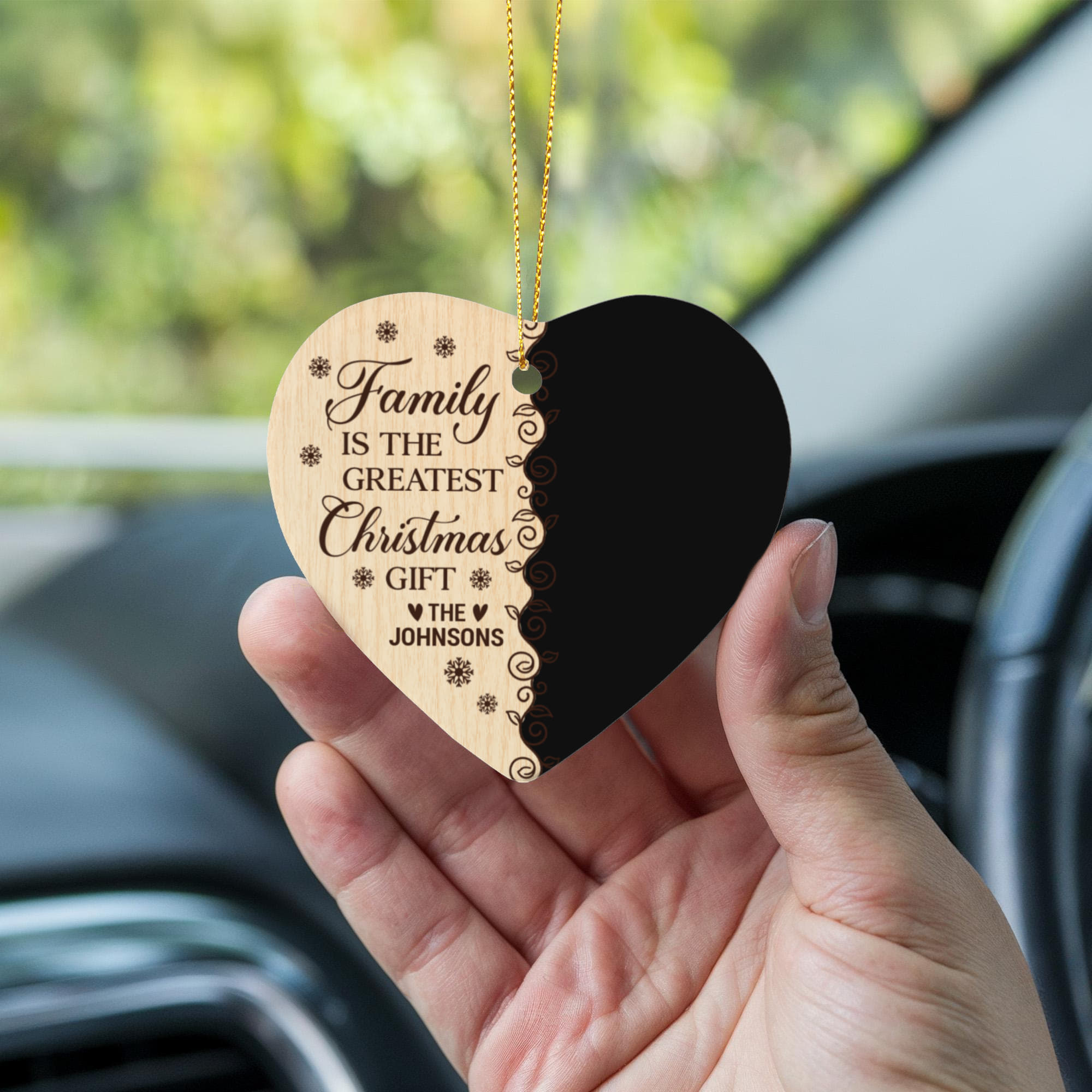 Personalized Family Photo Heart Ornament – Custom Family Name Ceramic Christmas Ornament, Holiday Keepsake for Parents & Grandparents