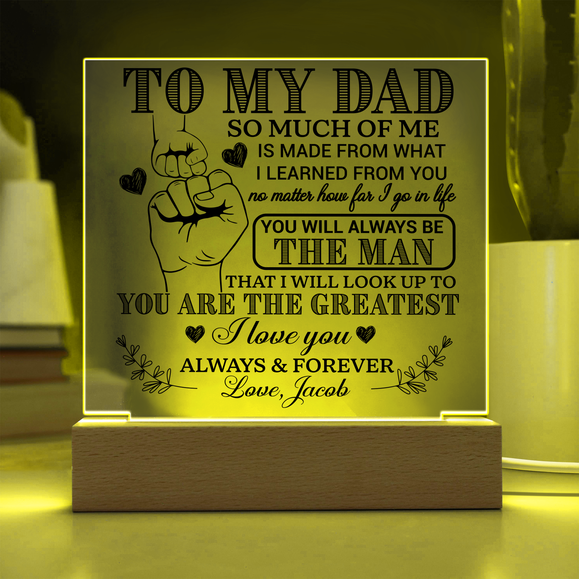 Personalized To My Dad LED Night Light Plaque - Emotional Father&